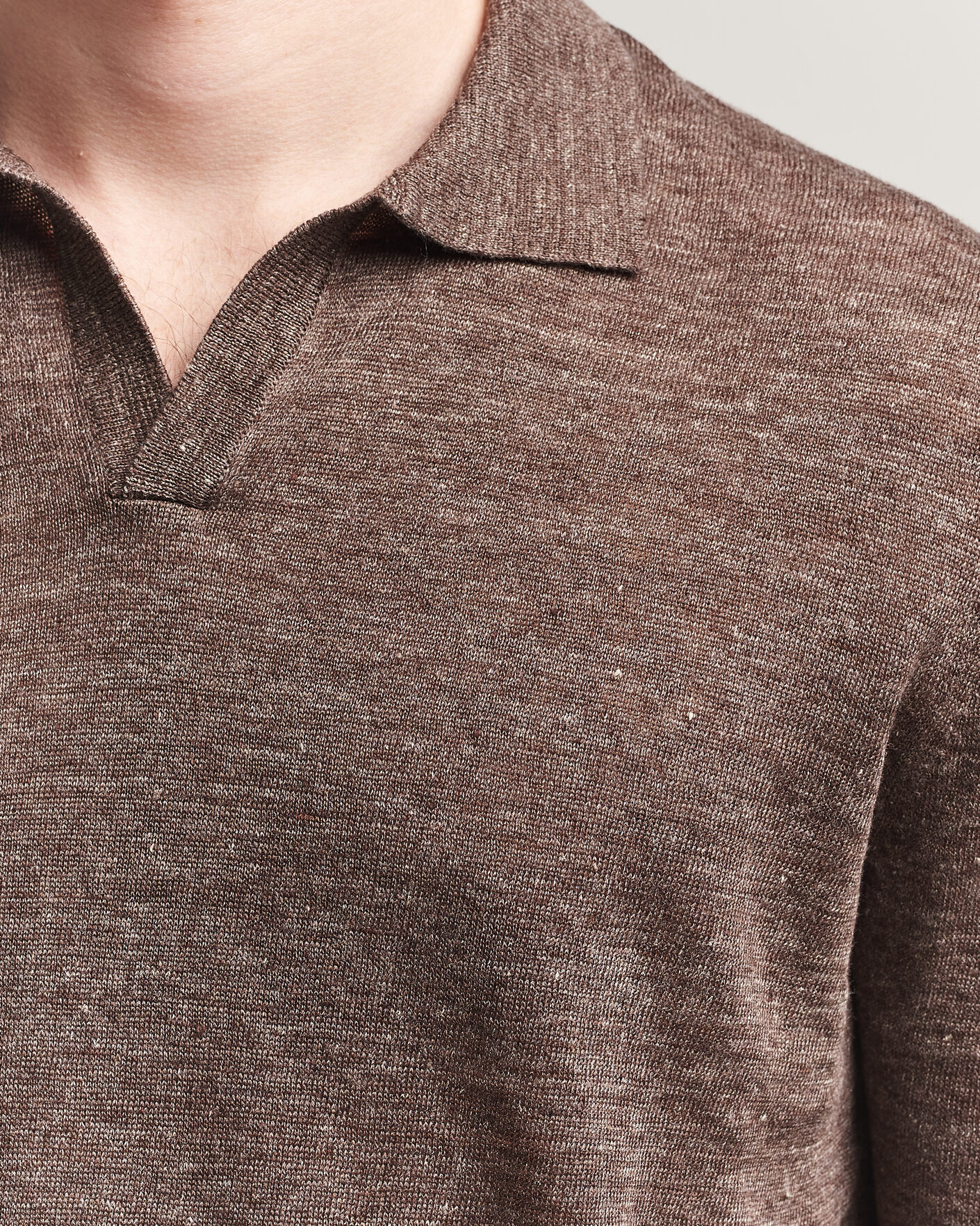 Herren | Poloshirts | Gran Sasso | Washed Knitted Linen Polo Brown Melange