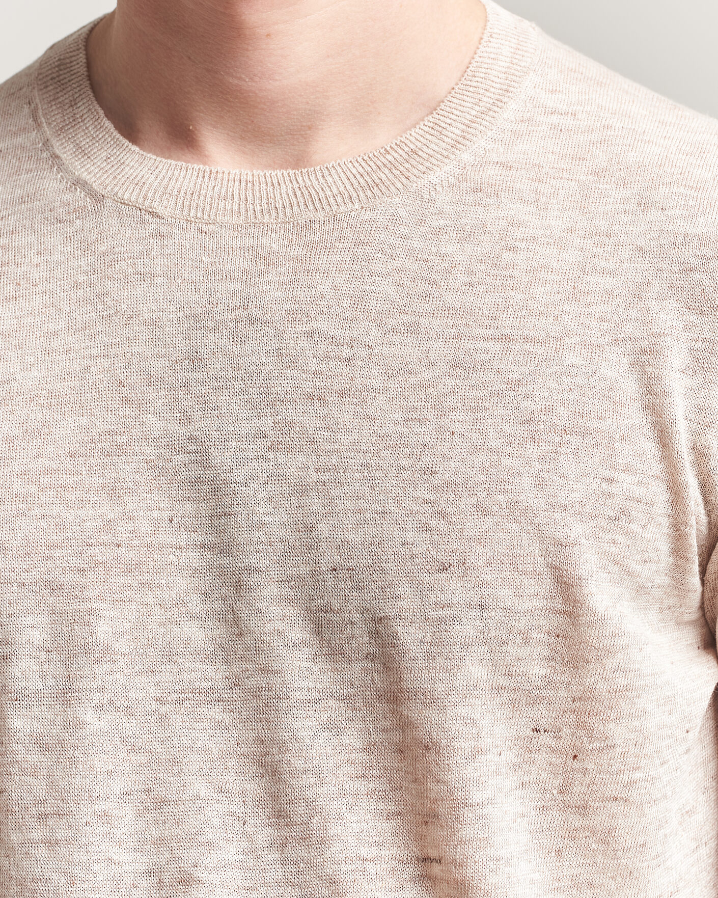 Herren | T-Shirts | Gran Sasso | Washed Knitted Linen T-Shirt Beige Melange