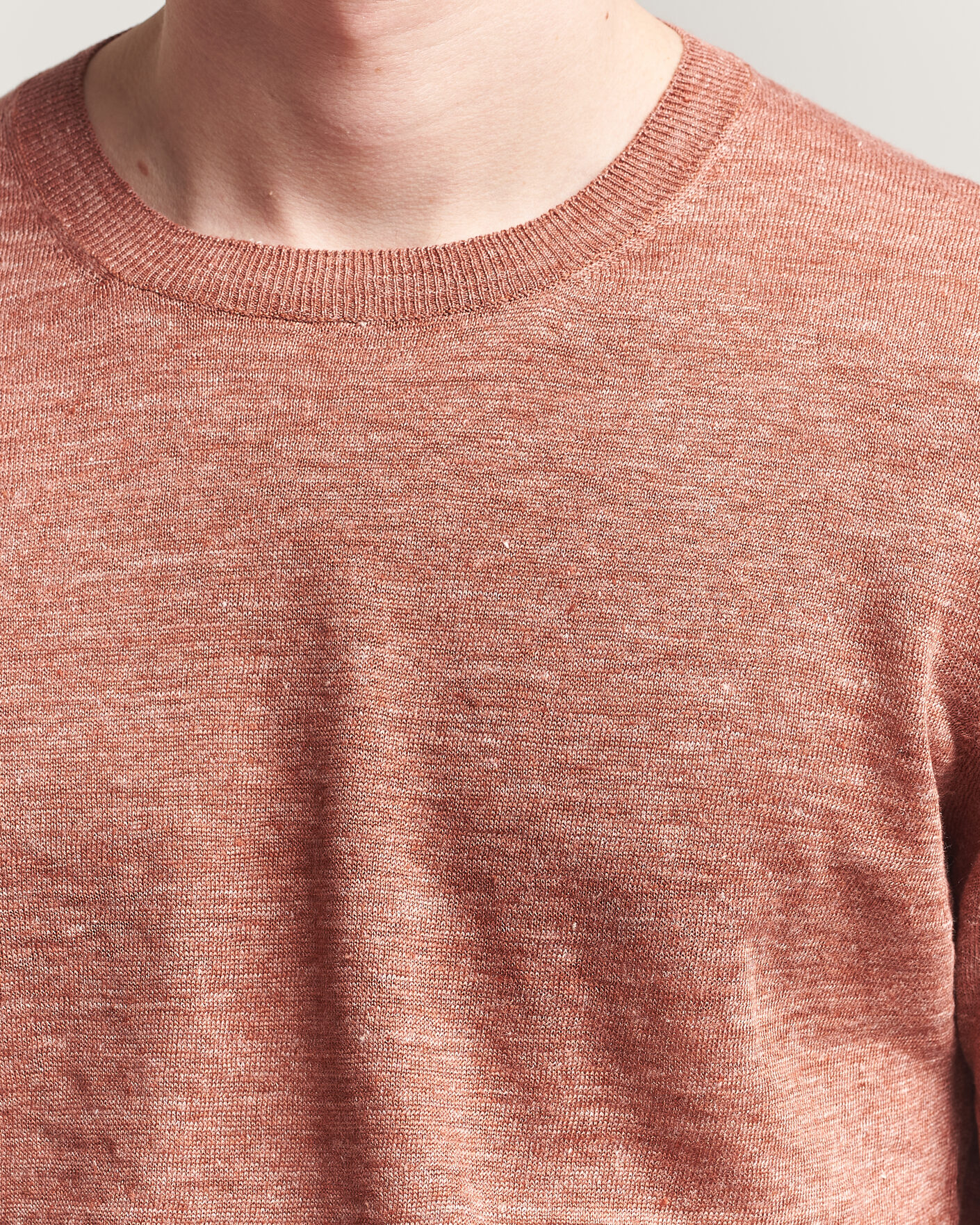 Herren | T-Shirts | Gran Sasso | Washed Knitted Linen T-Shirt Apricot Orange Melange