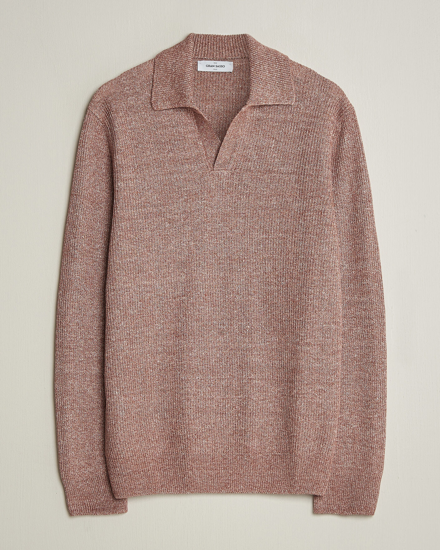 Herren | Pullover | Gran Sasso | Linen/Cotton Open Collar Knitted Polo Rust Melange