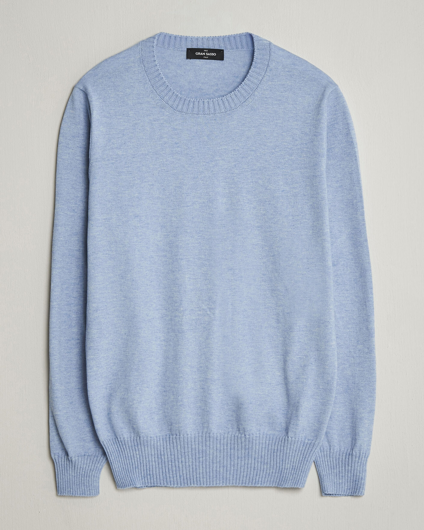 Herren | Pullover | Gran Sasso | Cotton/Cashmere Knitted Crew Neck Sweater Blue Melange