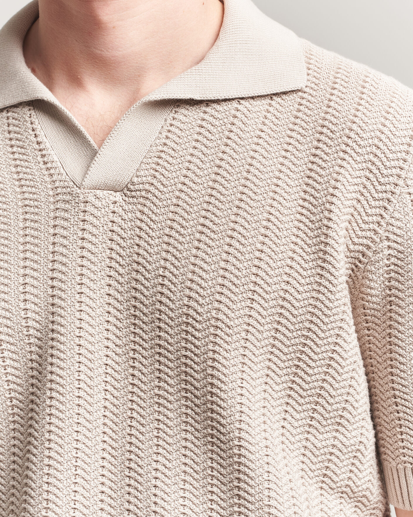 Herren | Poloshirts | Gran Sasso | Cotton Structured Knitted Polo Beige