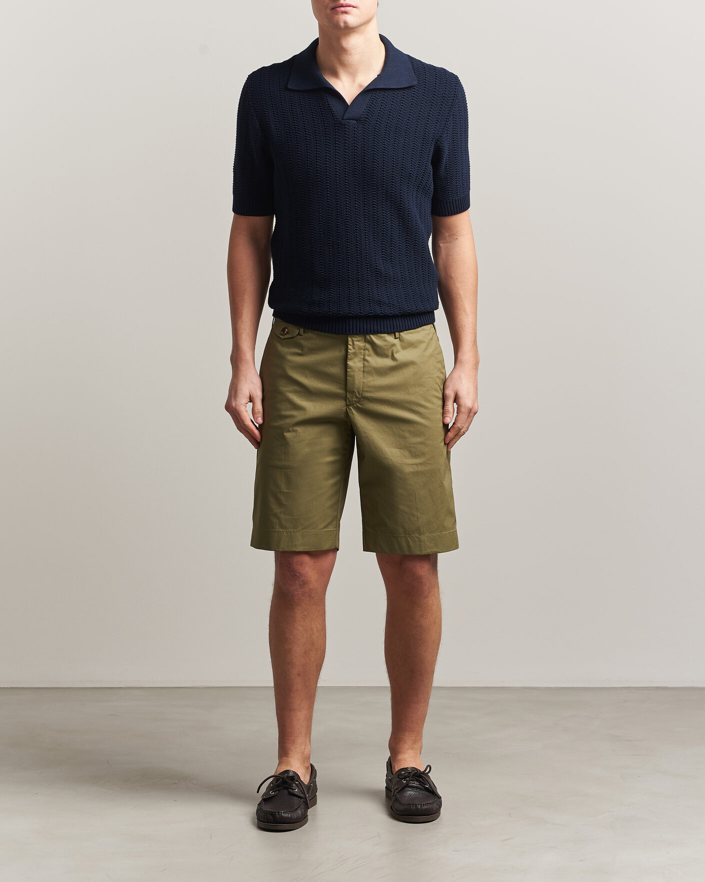 Herren | Poloshirts | Gran Sasso | Cotton Structured Knitted Polo Navy