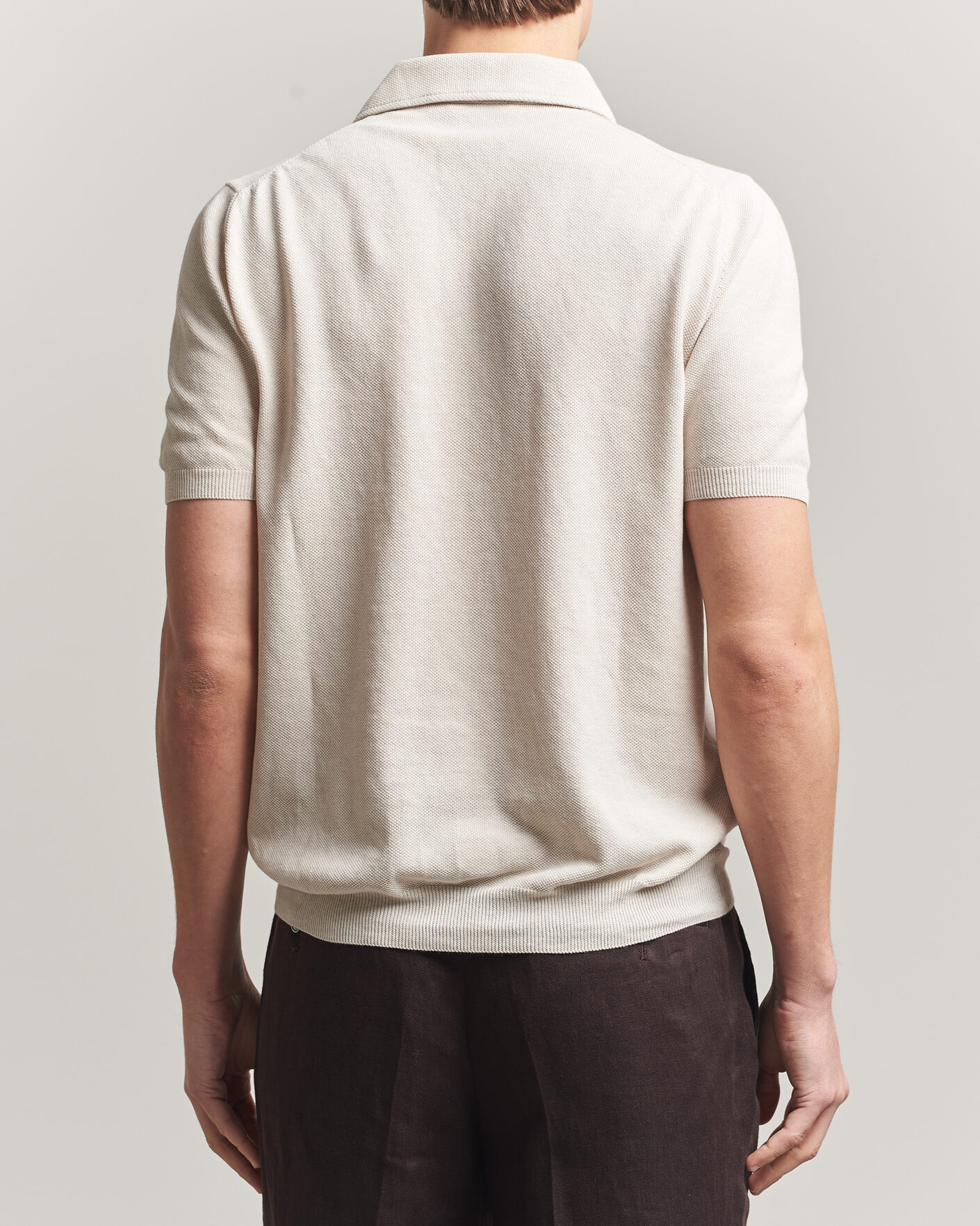 Herren | Poloshirts | Gran Sasso | Cotton Textured Knitted Polo Light Beige