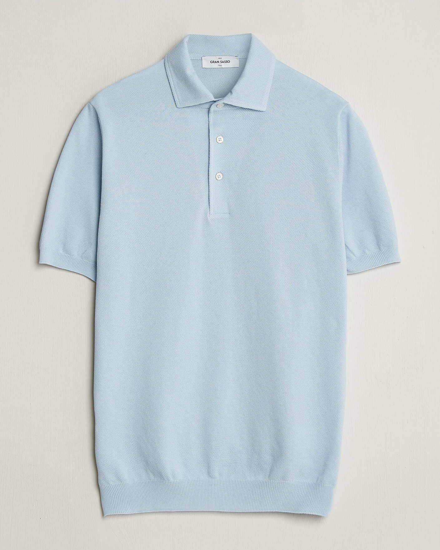 Herren | Poloshirts | Gran Sasso | Cotton Textured Knitted Polo Light Blue