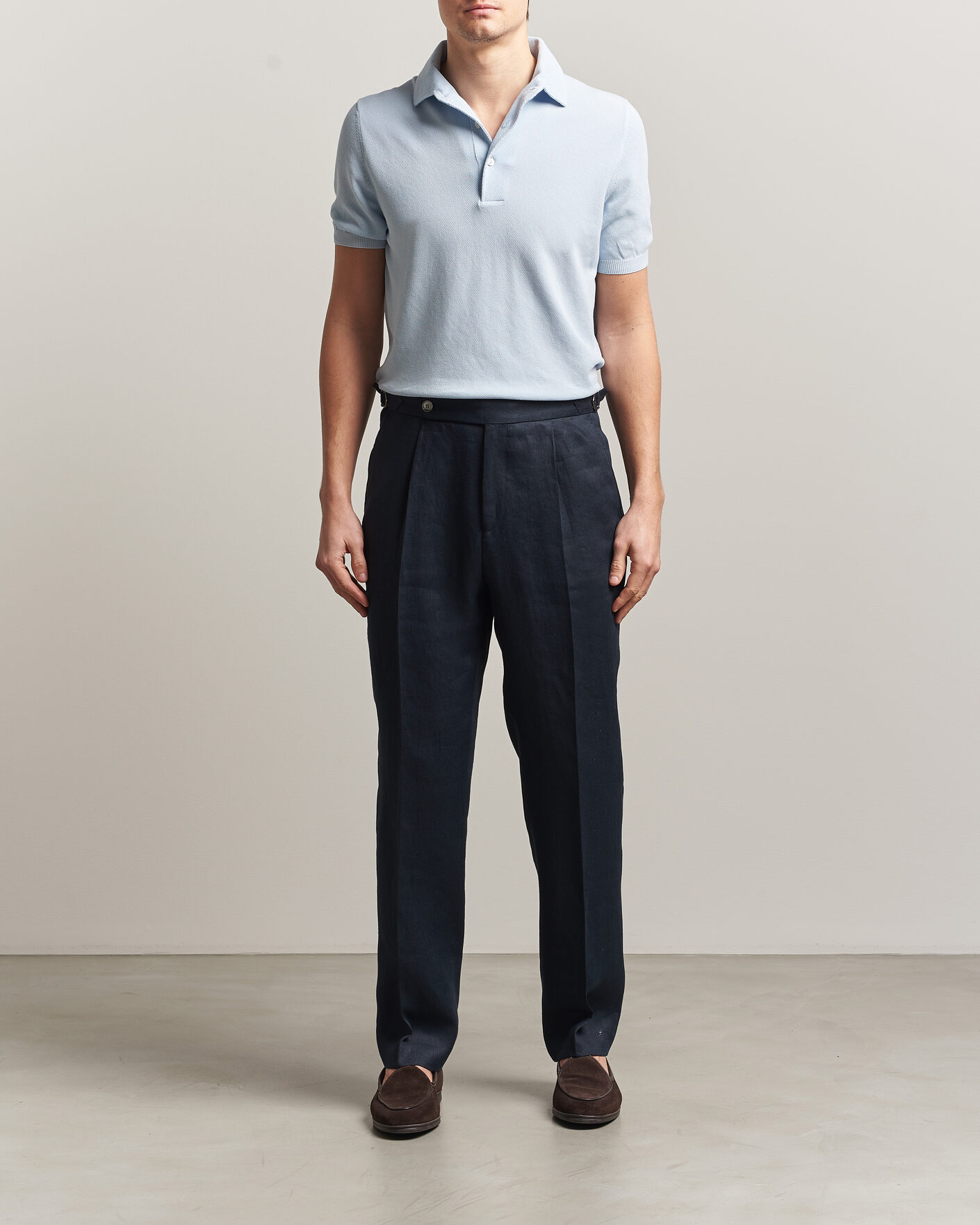 Herren | Poloshirts | Gran Sasso | Cotton Textured Knitted Polo Light Blue