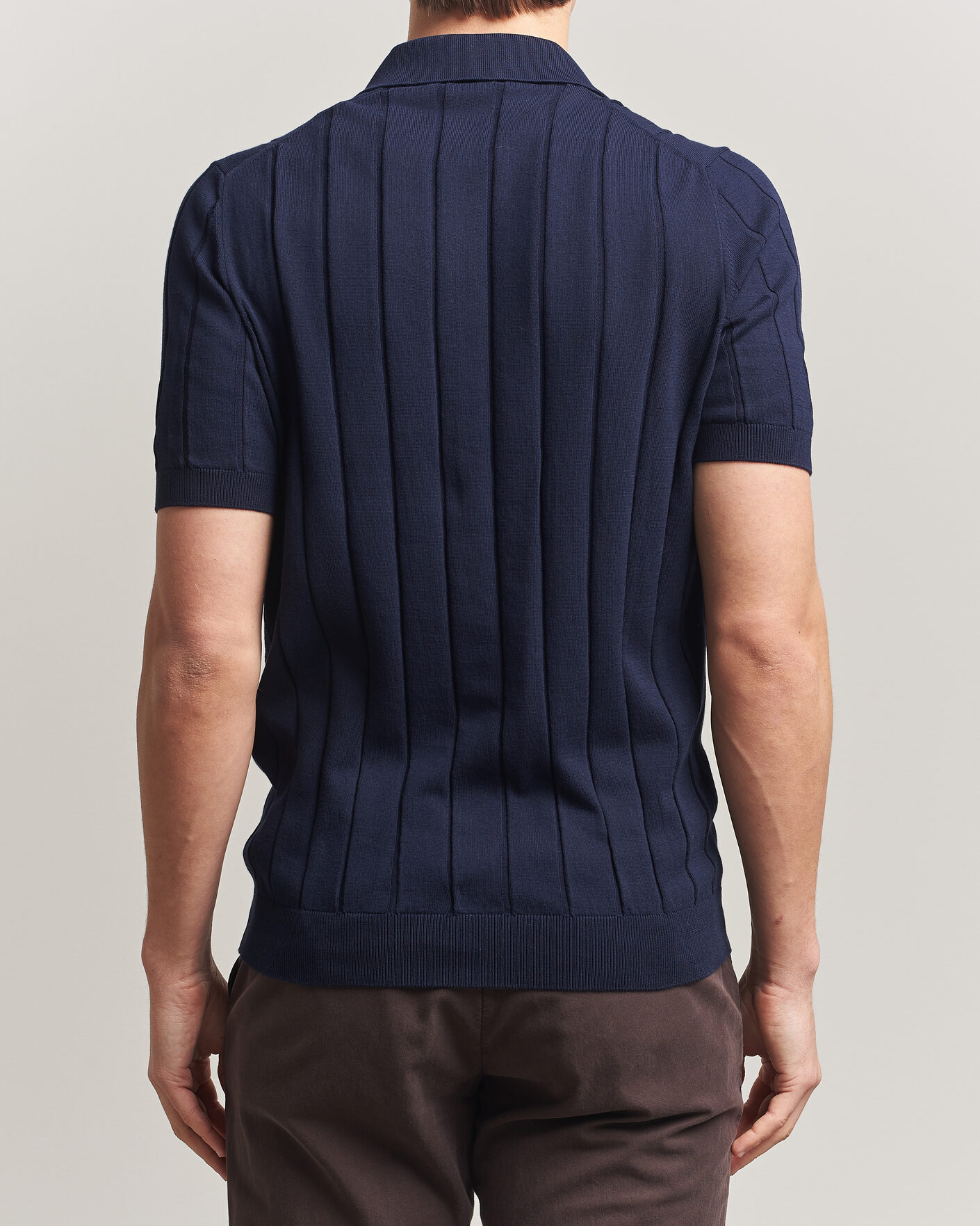 Herren | Hemden | Gran Sasso | Cotton Ribbed Knitted Resort Shirt Navy