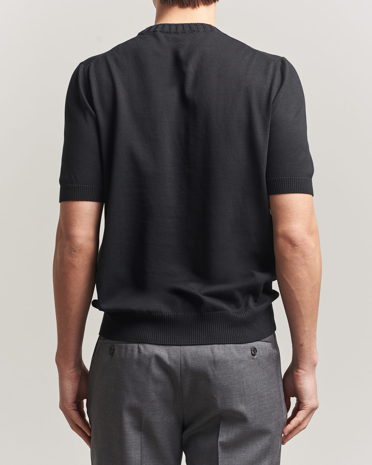 Herren | T-Shirts | Gran Sasso | Cotton Heavy Knitted Crew Neck T-Shirt Black