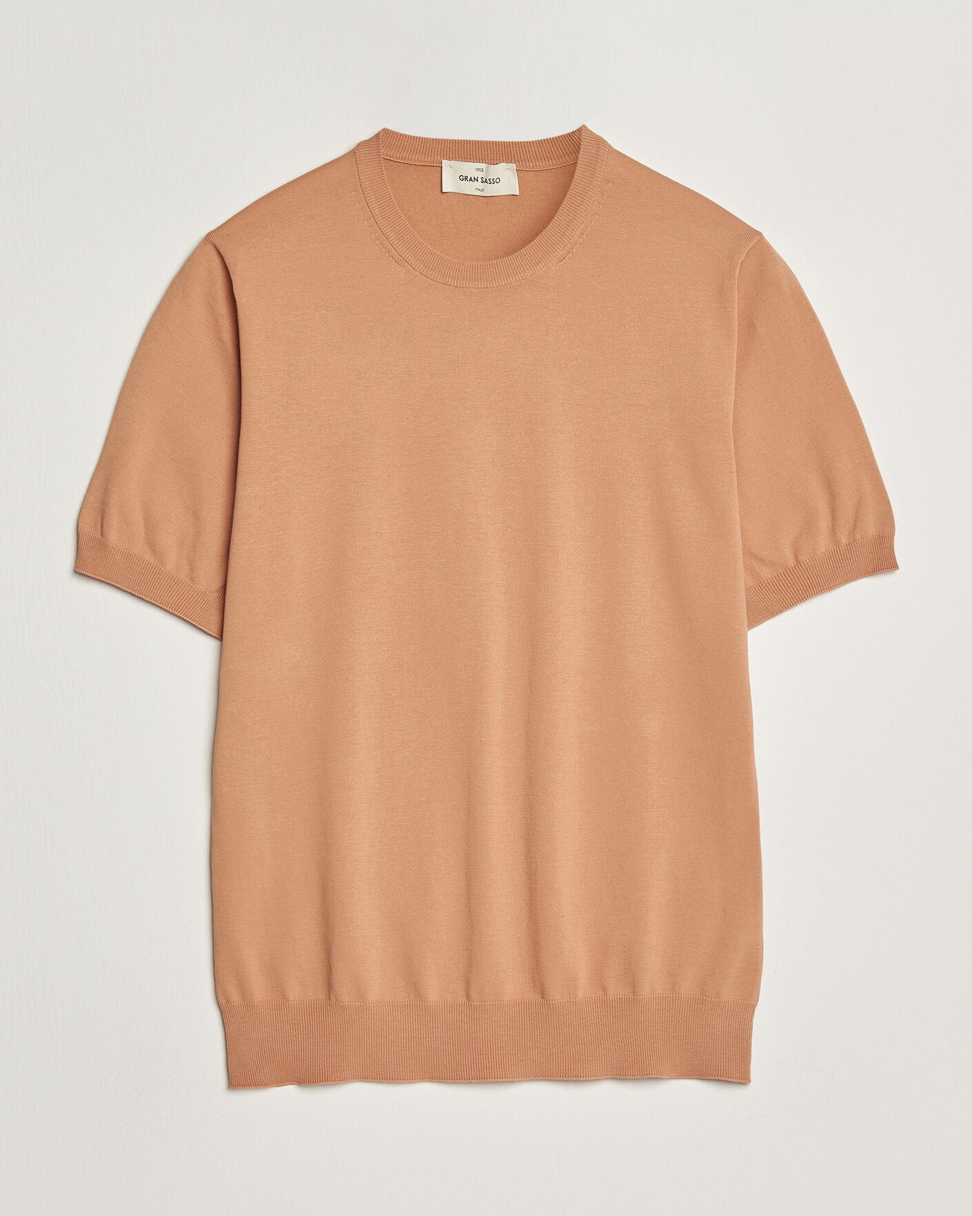 Herren | T-Shirts | Gran Sasso | Cotton Knitted Crew Neck T-Shirt Apricot Orange Melange