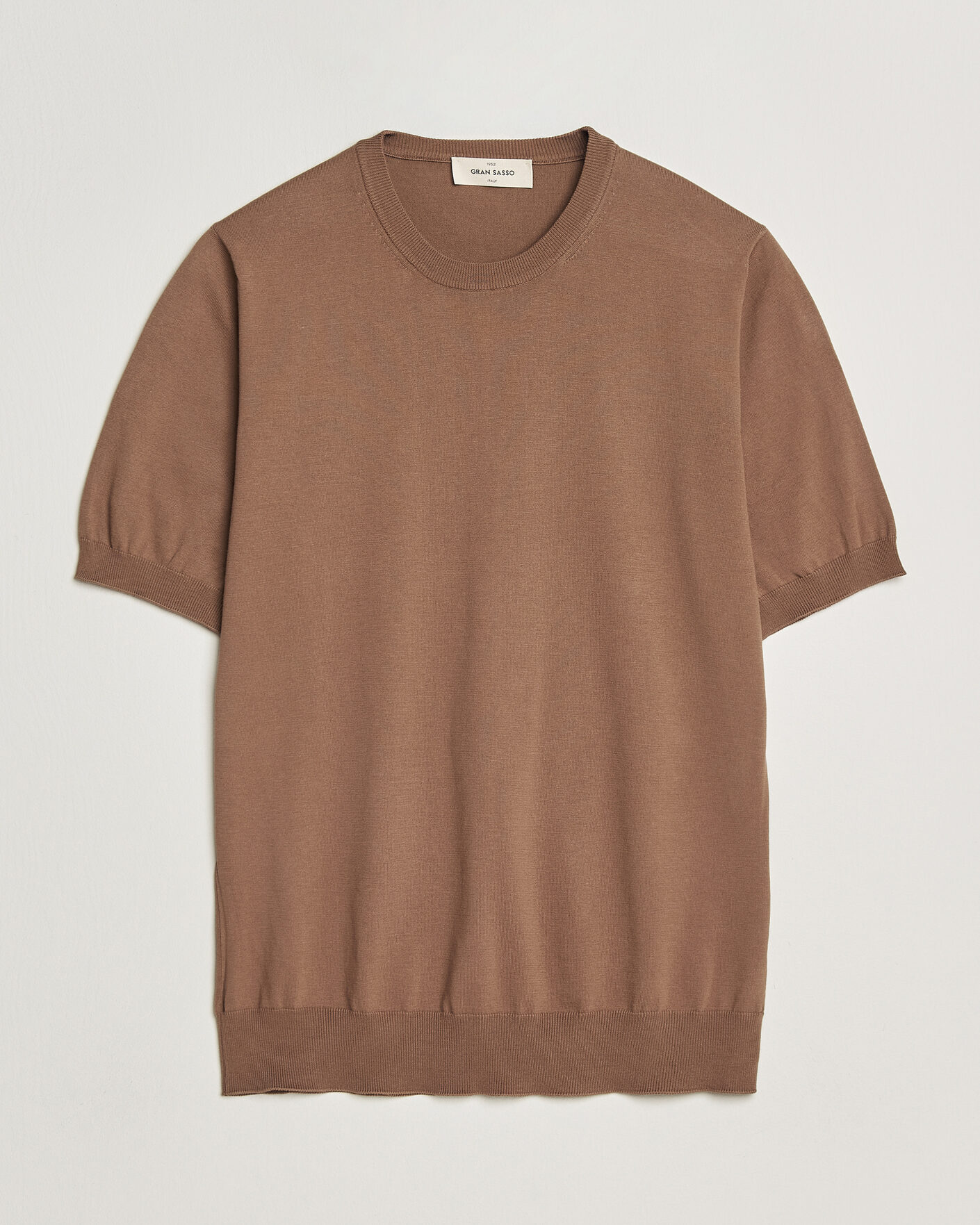 Herren | T-Shirts | Gran Sasso | Cotton Knitted Crew Neck T-Shirt Brown