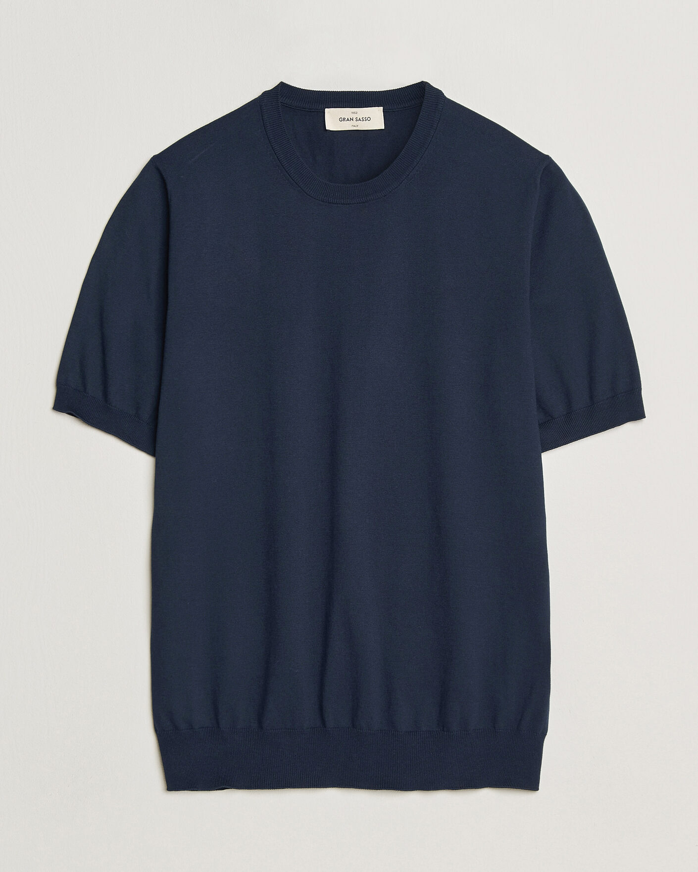 Herren | T-Shirts | Gran Sasso | Cotton Knitted Crew Neck T-Shirt Navy