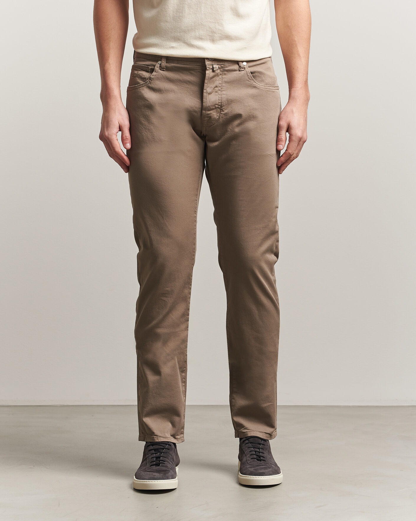 Herren | Hosen | Jacob Cohën | Bard Garment Dyed Gabardine Trousers Khaki Beige