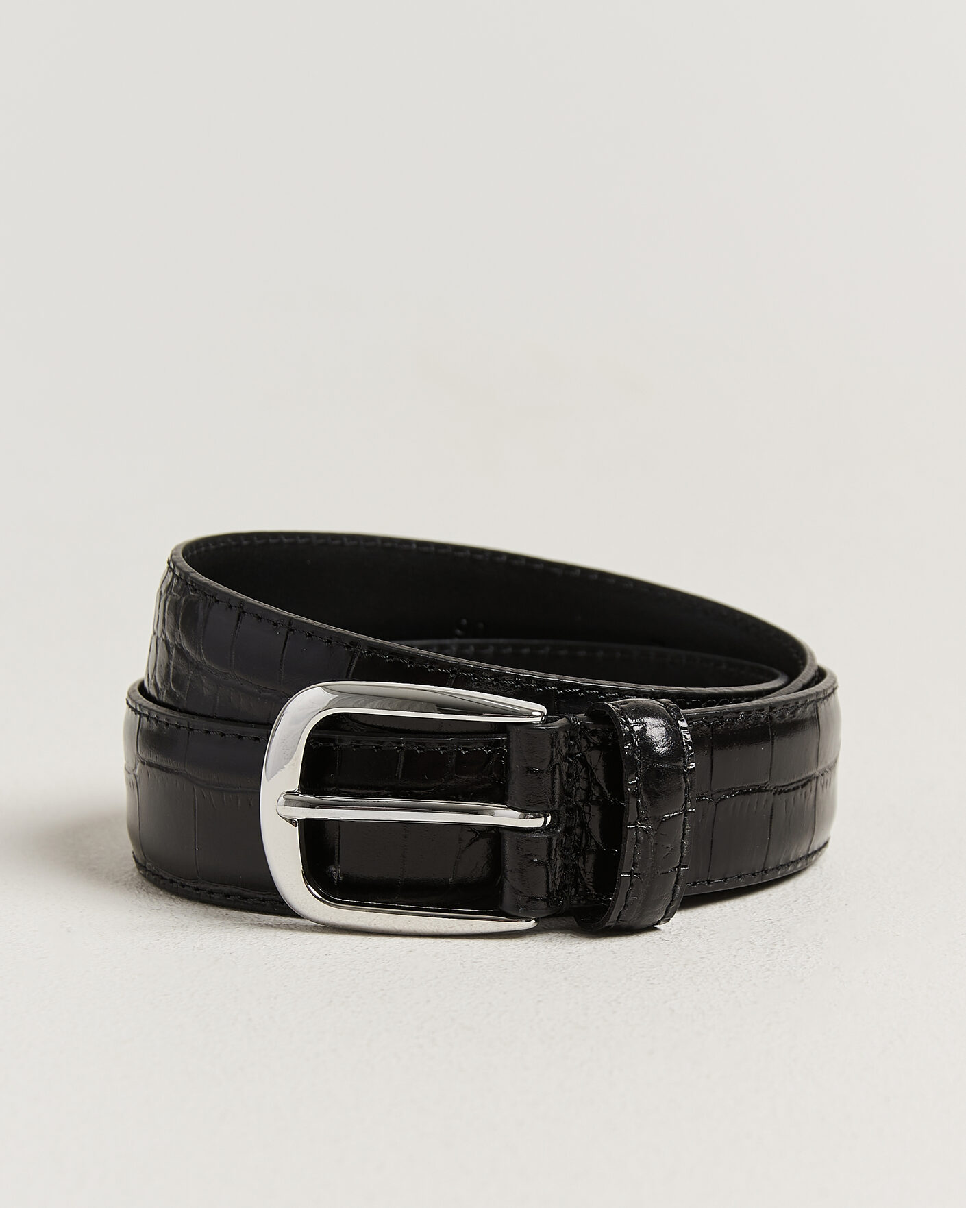 Herren | Gürtel | Anderson's | Embossed Western Leather Belt Black