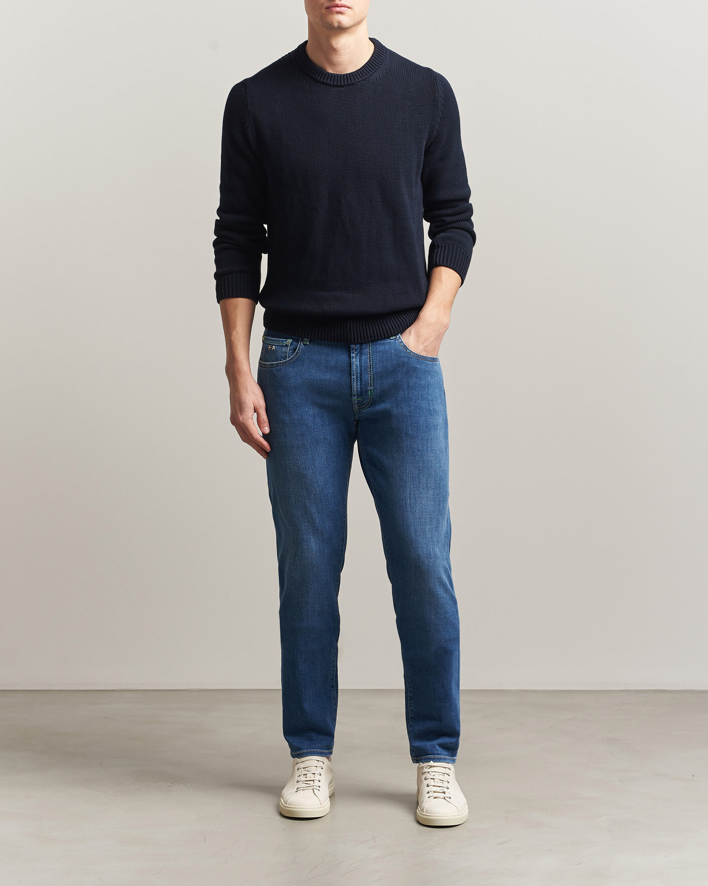 Herren | Jeans | Tramarossa | Michelangelo Contrast Seam Stretch Jeans Mid Blue