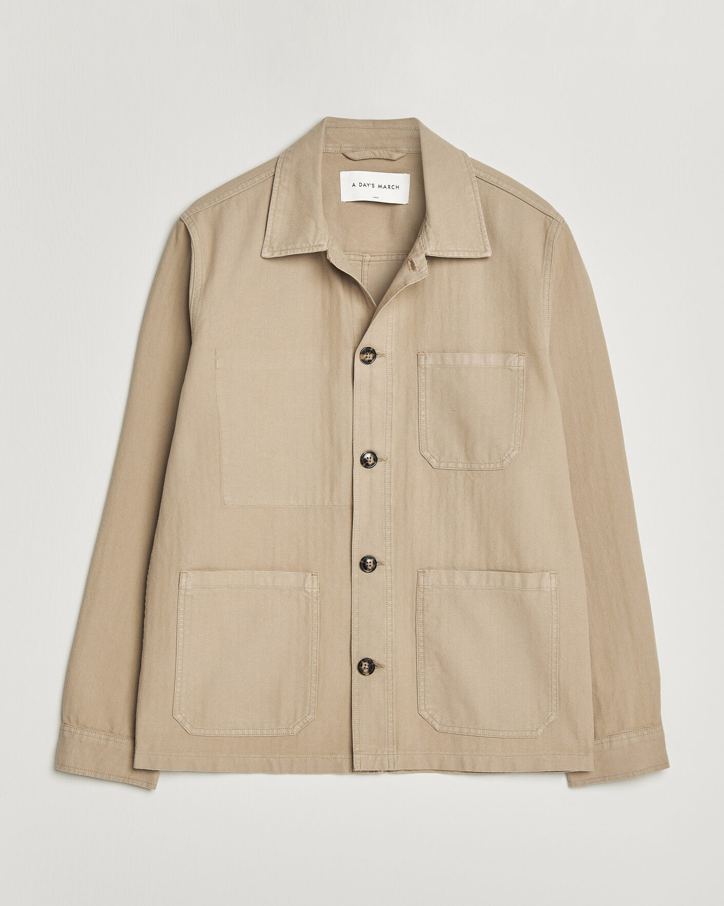 Herren | Hemden | A Day's March | Original Herringbone Overshirt Desert Taupe