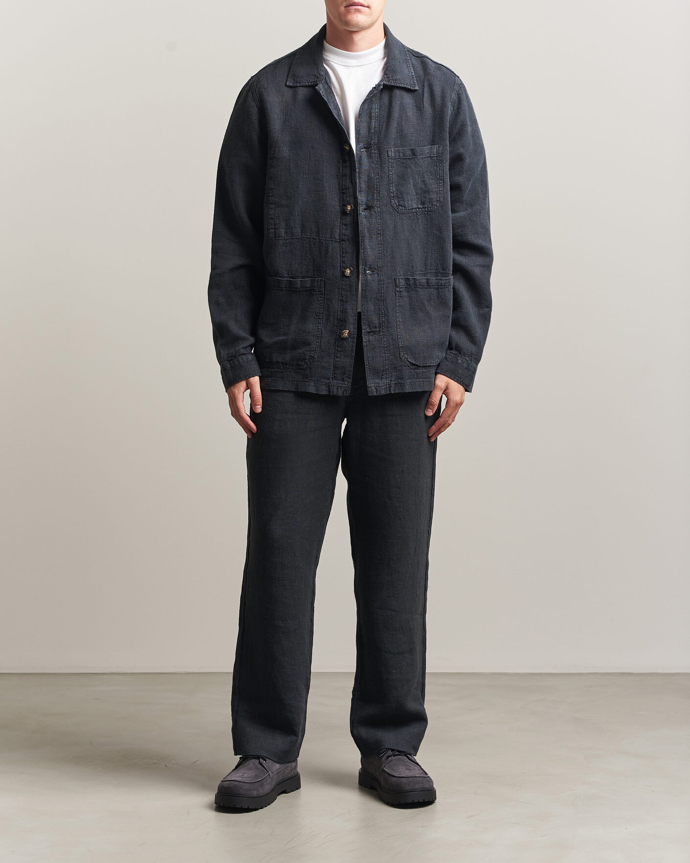 Herren | Hemden | A Day's March | Original Linen Overshirt Black