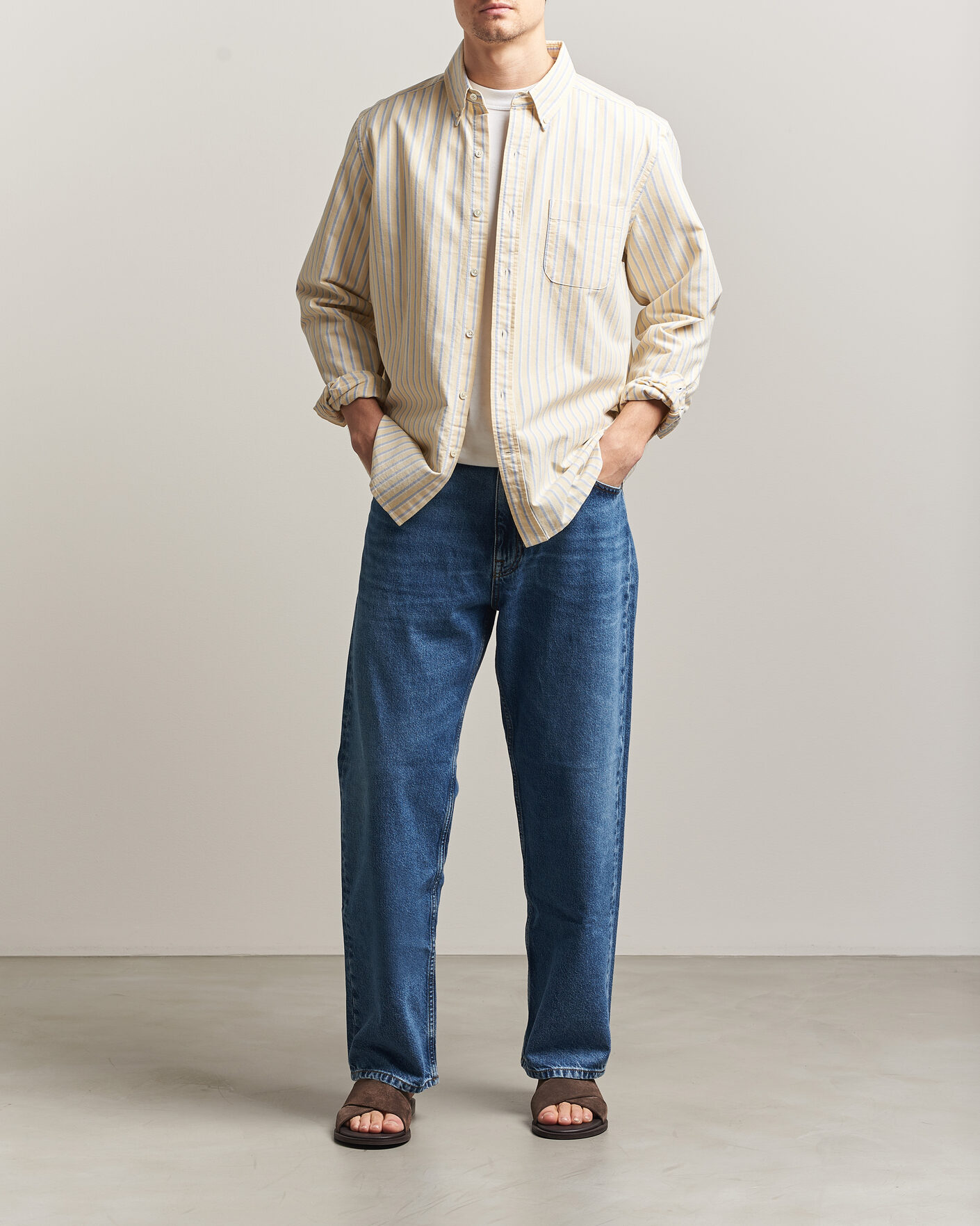 Herren | Hemden | A Day's March | Original Oxford Shirt Yellow Multi