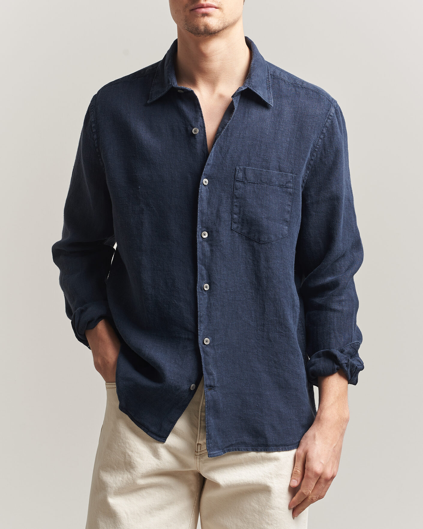 Herren | Hemden | A Day's March | Daintree Linen Shirt Navy