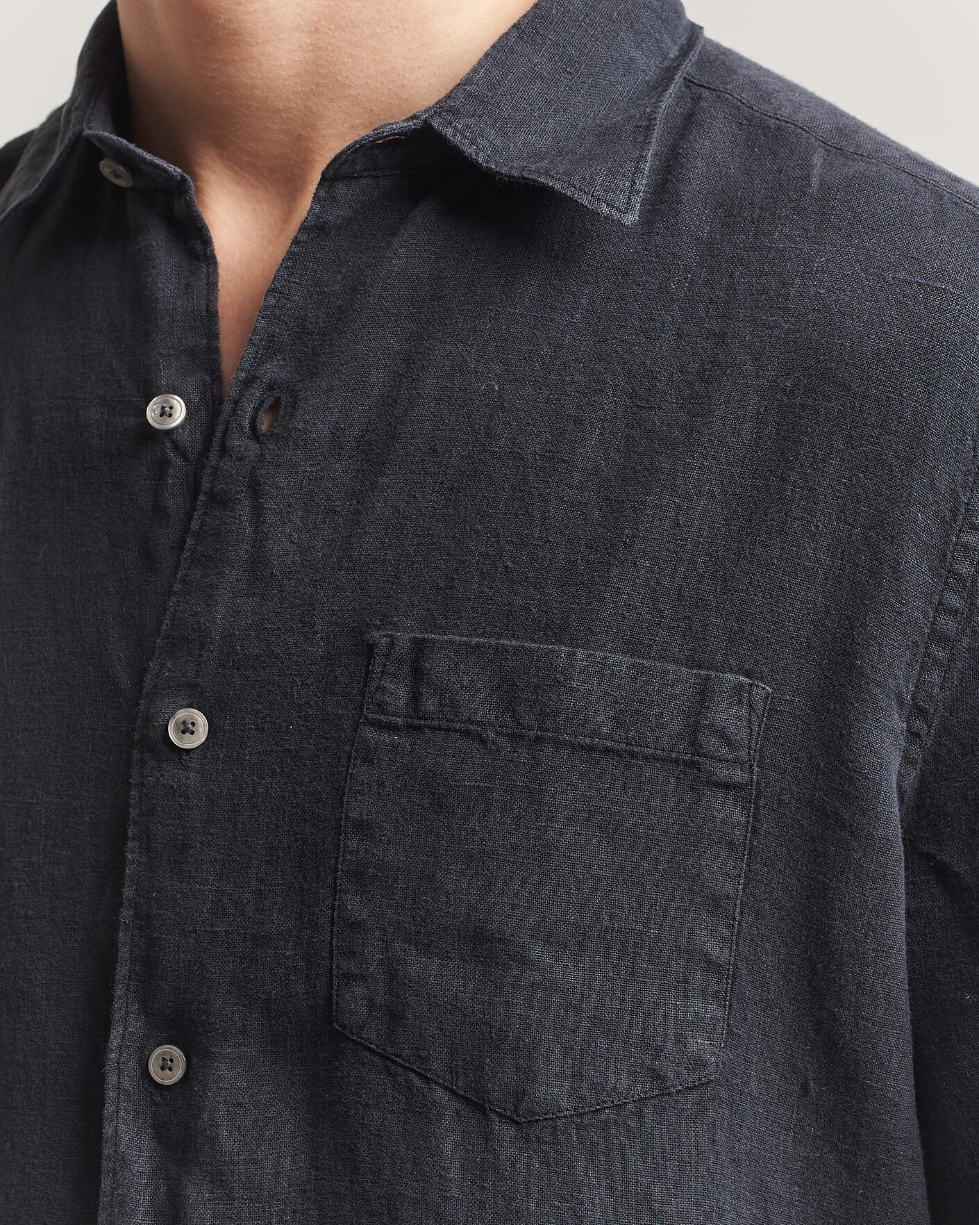 Herren | Hemden | A Day's March | Daintree Linen Shirt Off Black