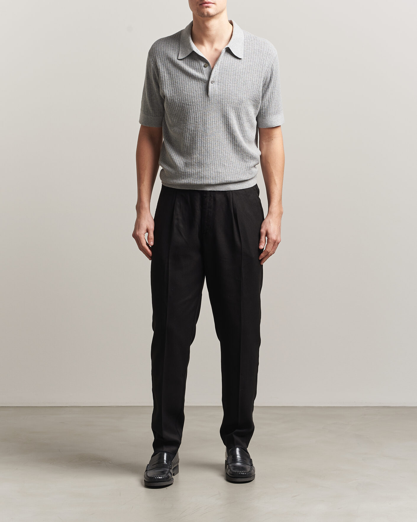 Herren | Poloshirts | A Day's March | Aspen Structured Knitted Polo Grey