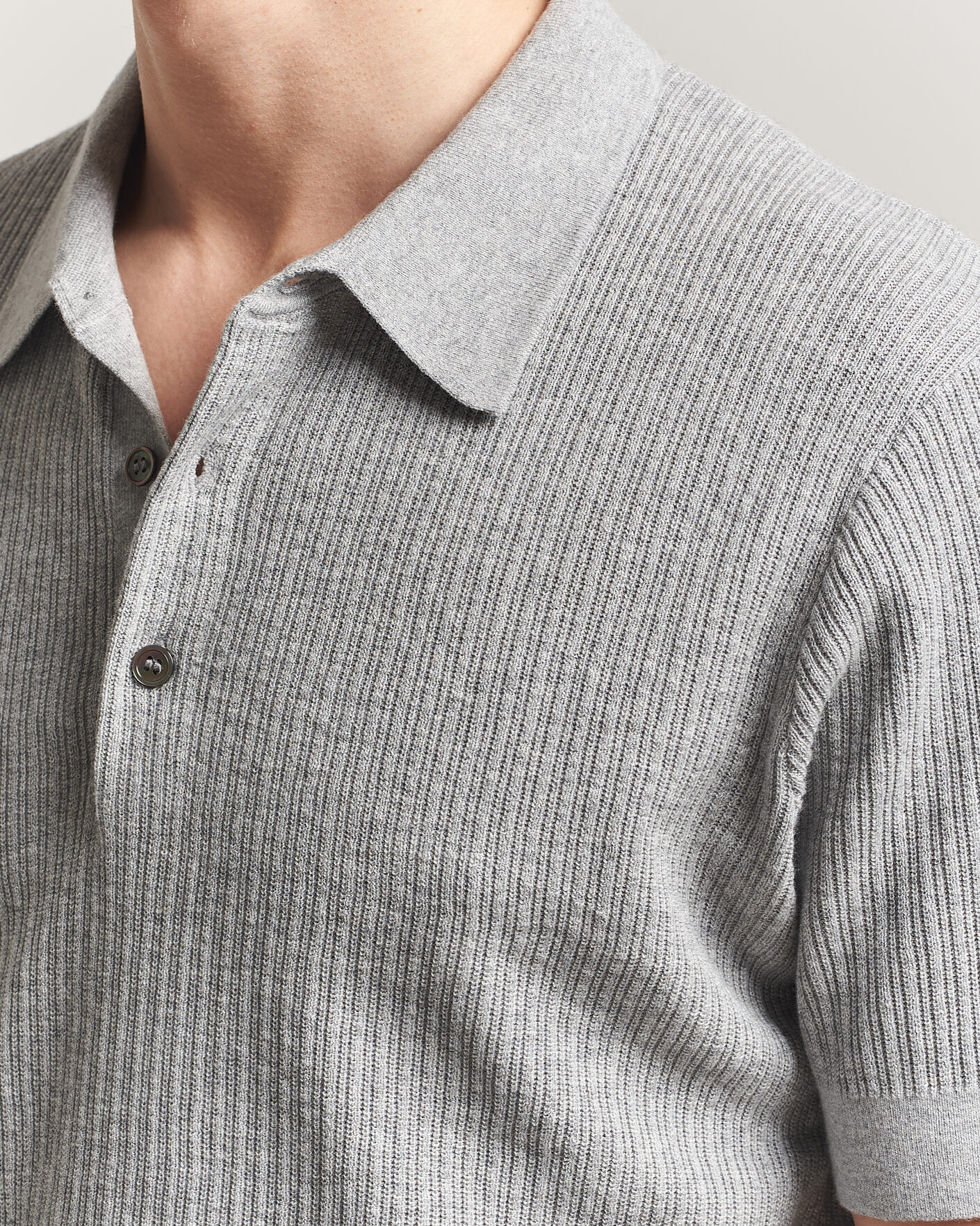 Herren | Poloshirts | A Day's March | Aspen Structured Knitted Polo Grey