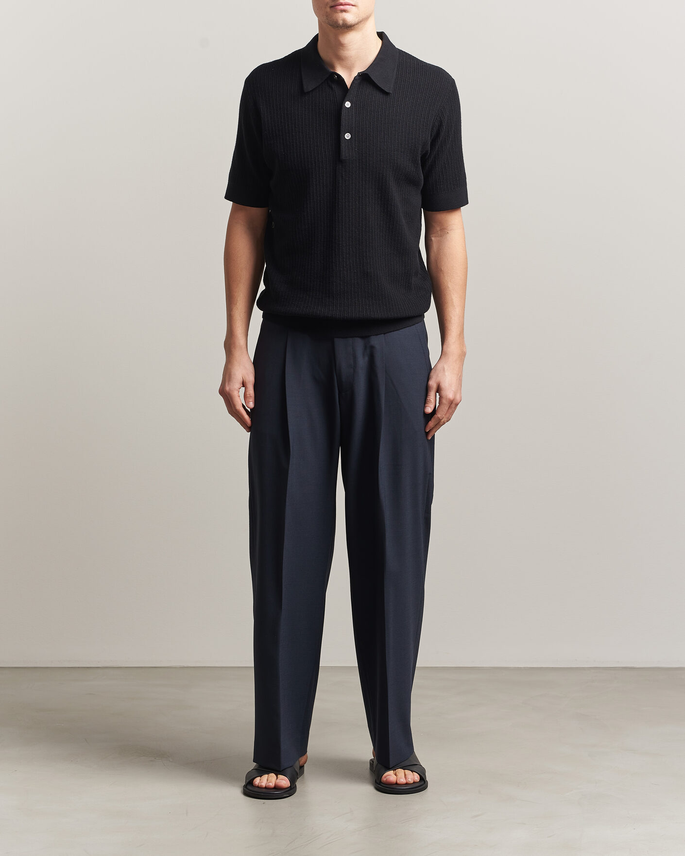 Herren | Poloshirts | A Day's March | Aspen Structured Knitted Polo Black
