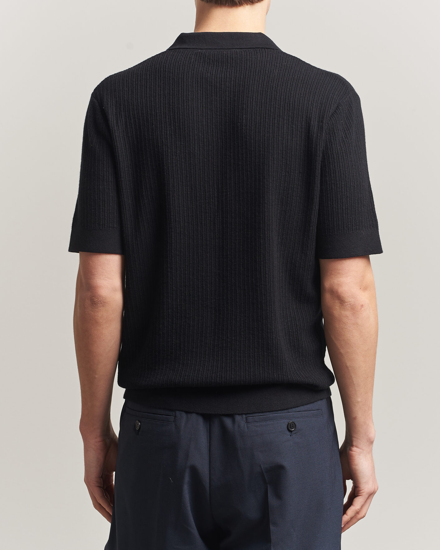Herren | Poloshirts | A Day's March | Aspen Structured Knitted Polo Black