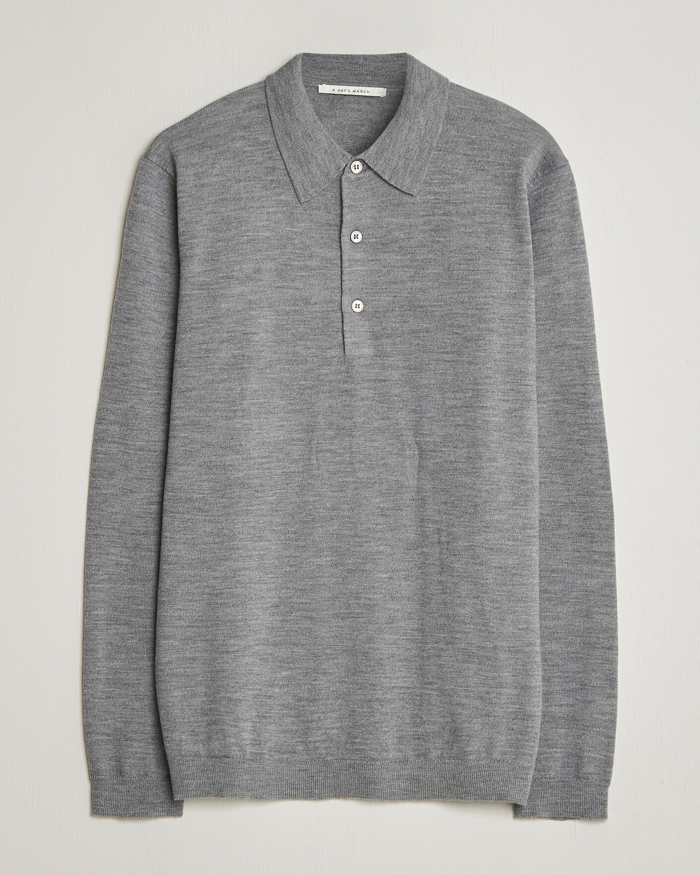 Herren | Pullover | A Day's March | Ambroz Merino Polo Grey Melange