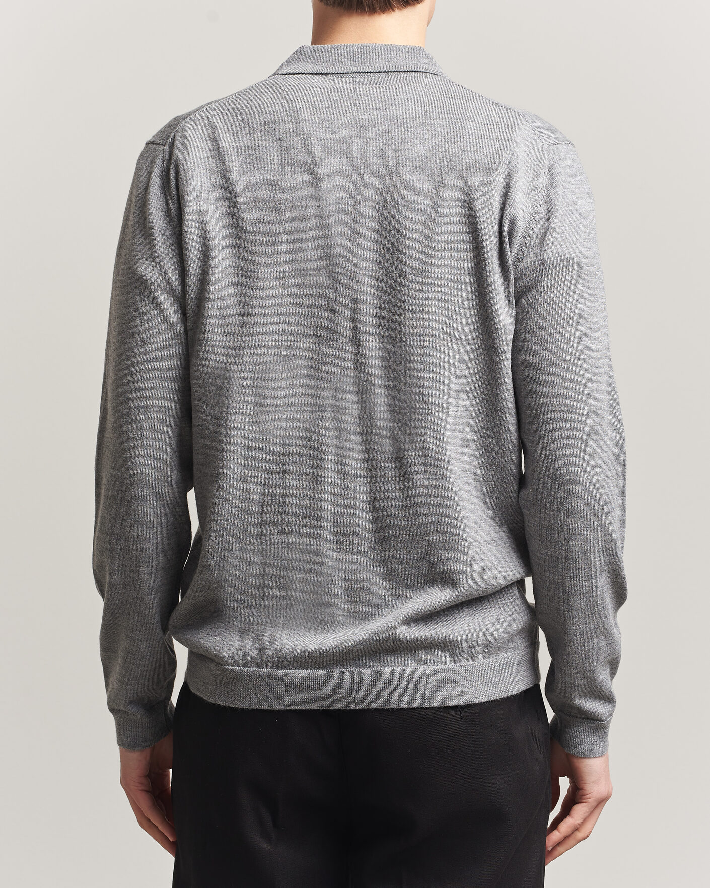 Herren | Pullover | A Day's March | Ambroz Merino Polo Grey Melange