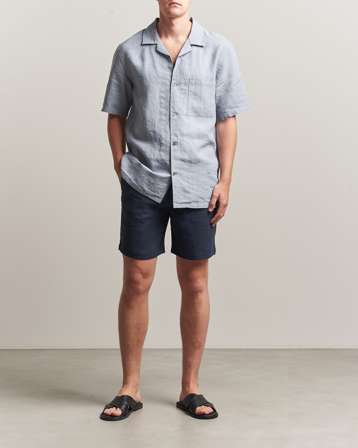 Herren | Shorts | A Day's March | Luny Linen Shorts Navy