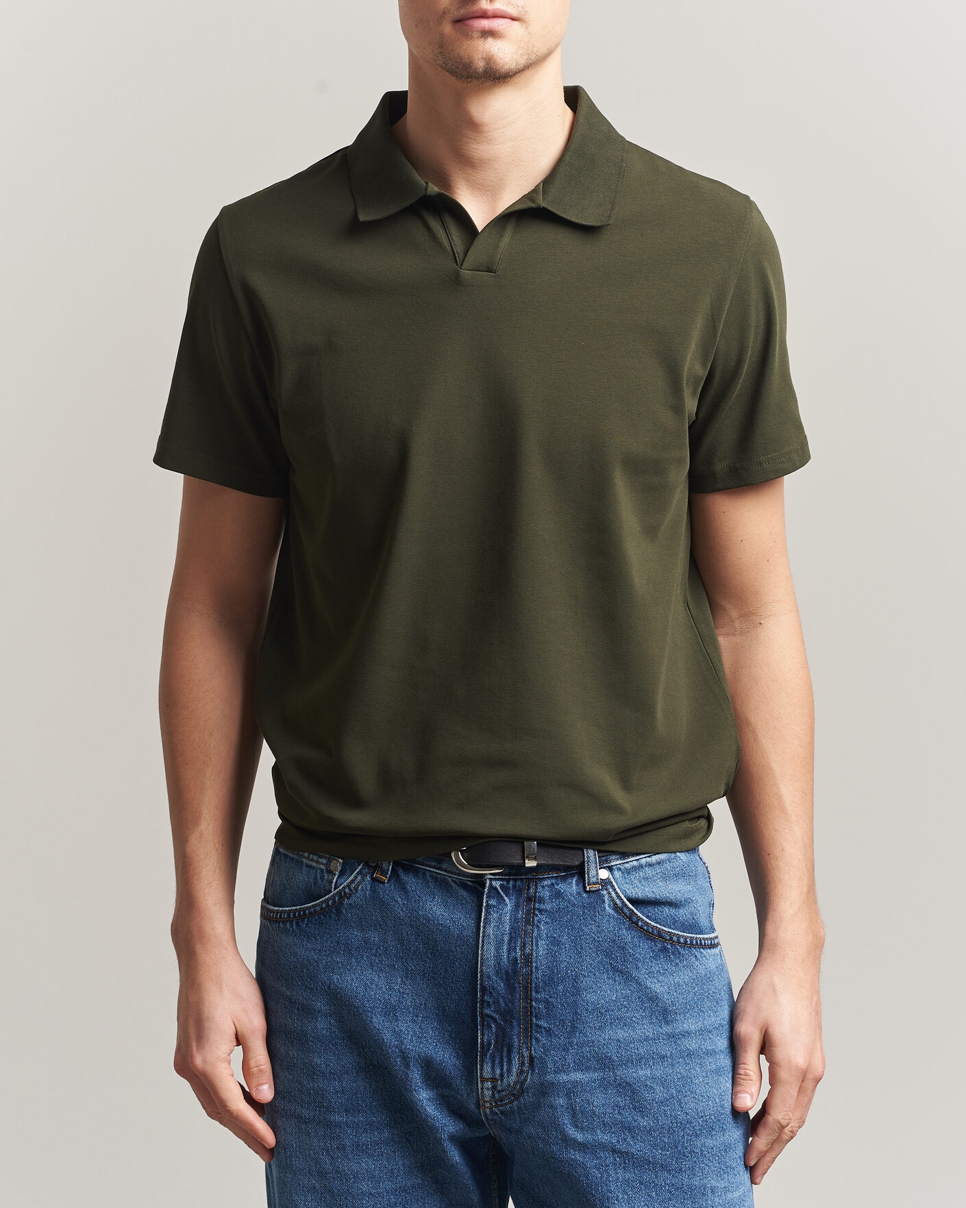 Herren | Poloshirts | Filippa K | Soft Lycra Polo T-Shirt Midnight Olive