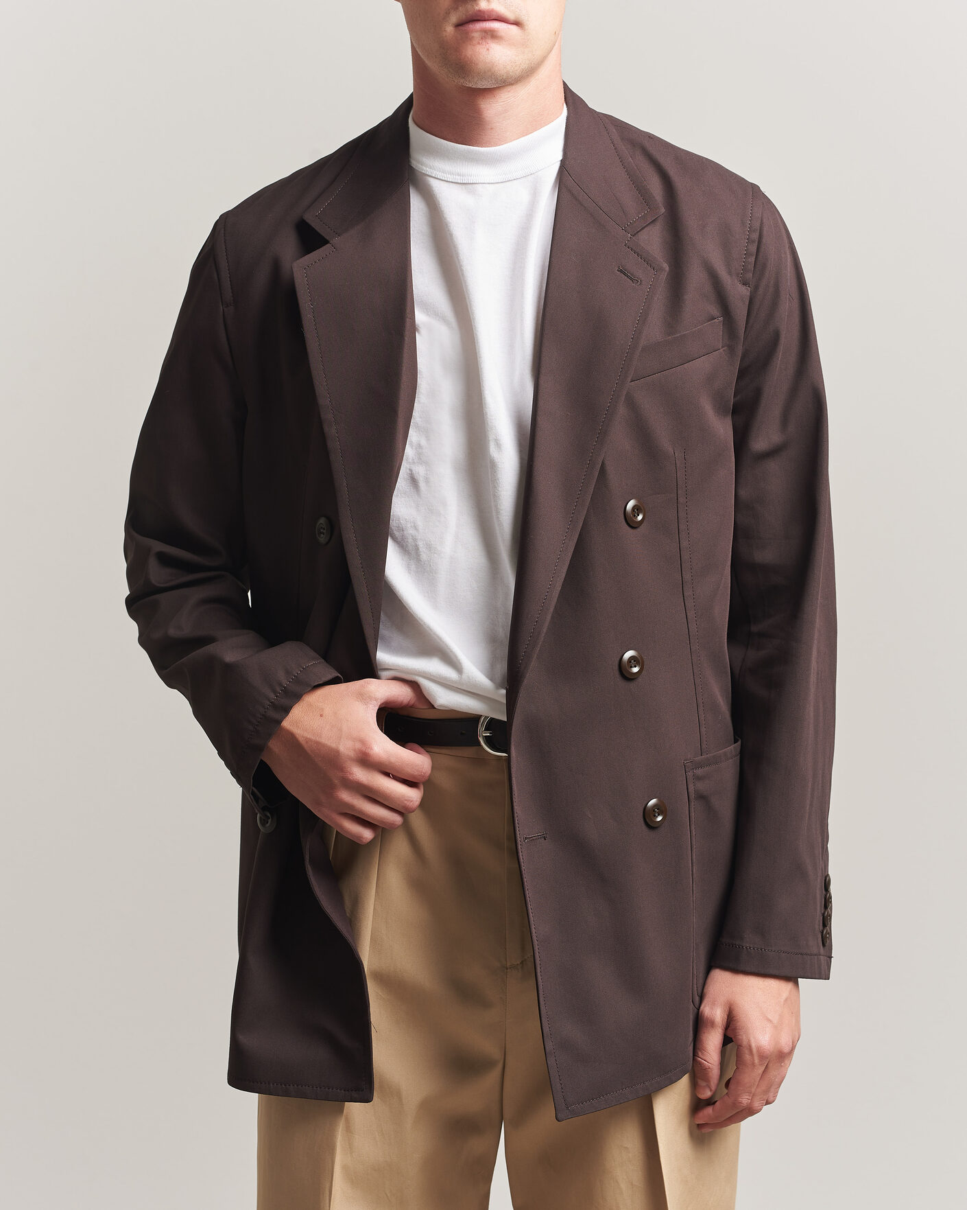 Herren | Sakkos | Filippa K | Reese Cotton Double Breasted Blazer Dark Chocolate
