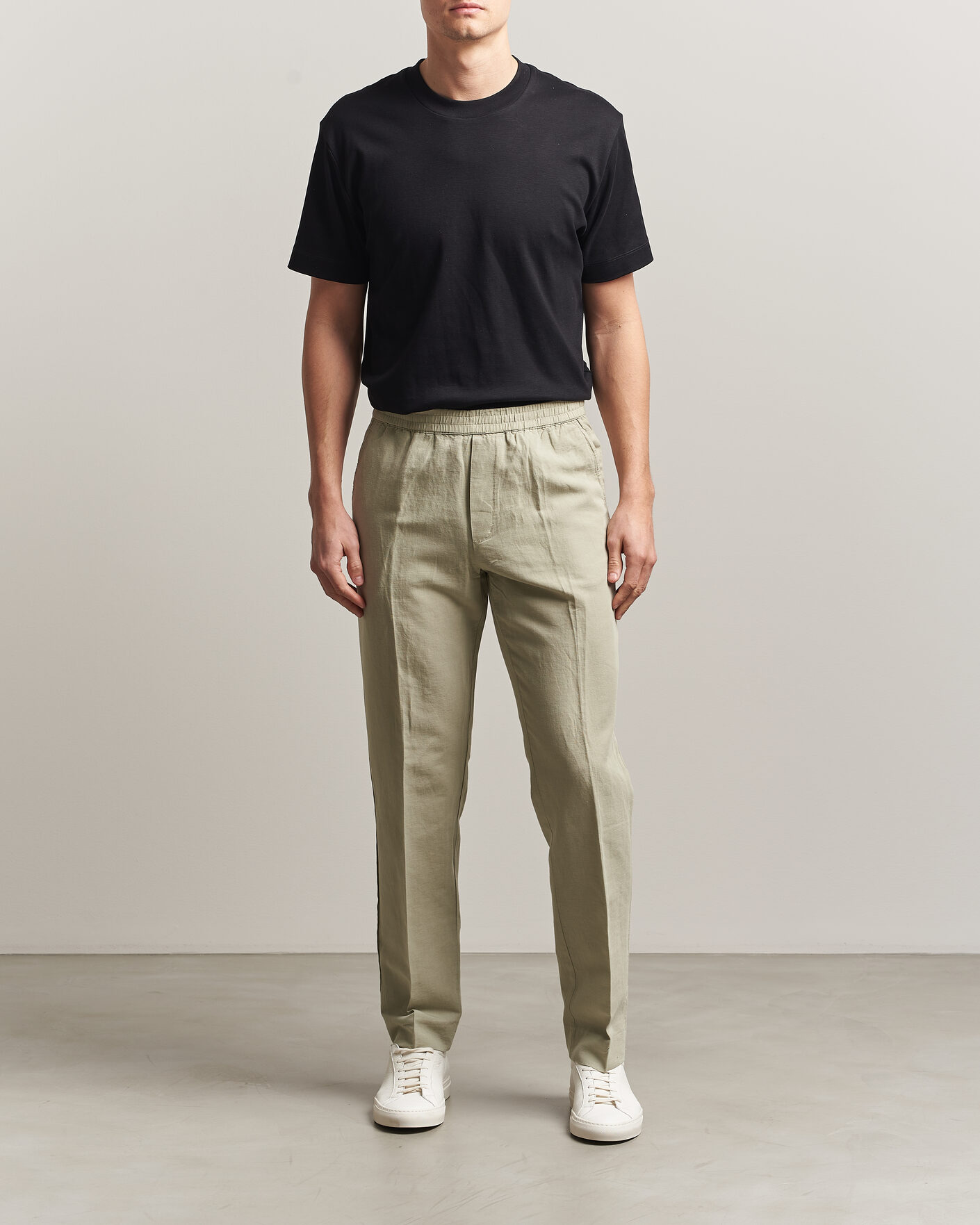 Herren | Hosen | Filippa K | Theo Relaxed Linen/Cotton Drawstring Trousers Light Green