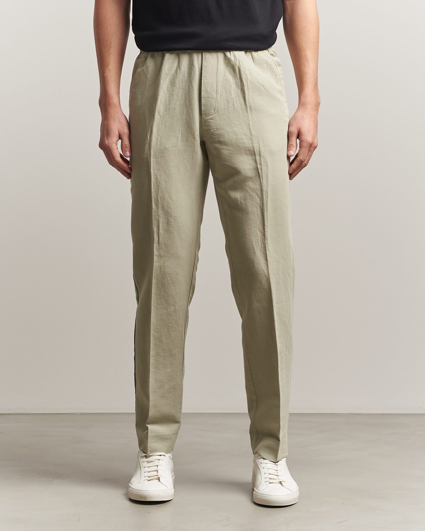 Herren | Hosen | Filippa K | Theo Relaxed Linen/Cotton Drawstring Trousers Light Green