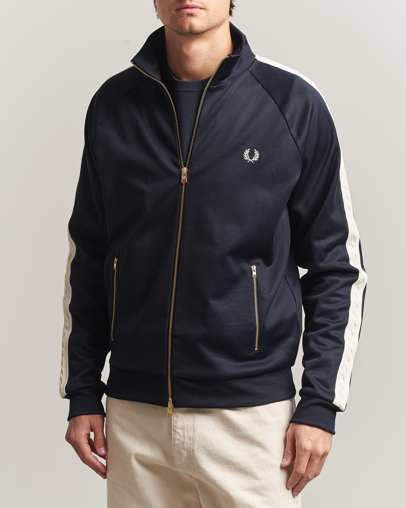 Herren | Pullover | Fred Perry | Cable Taped Track Jacket Navy