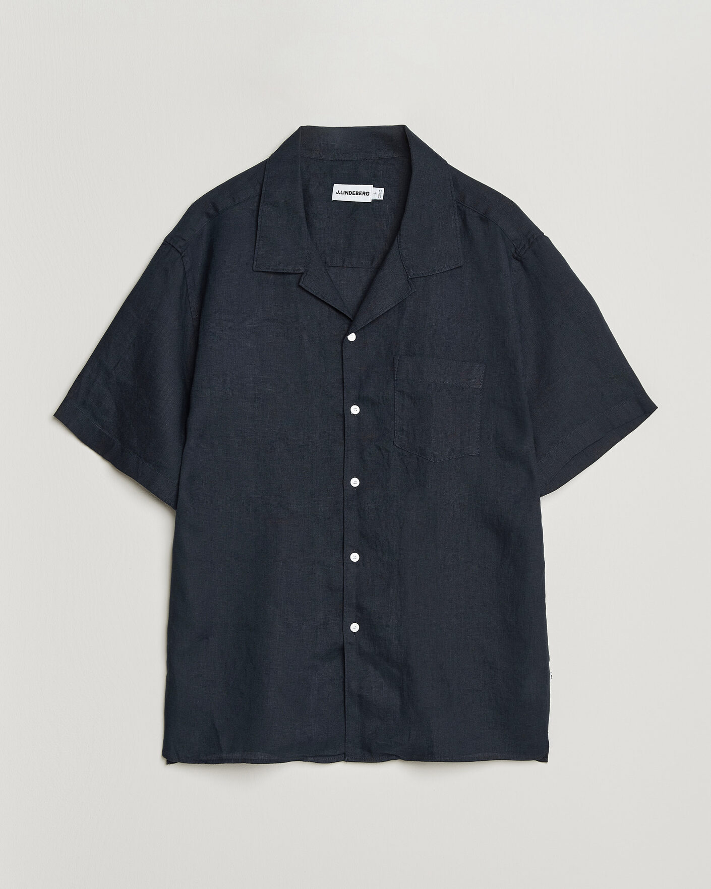 Herren | Hemden | J.Lindeberg | Elio Linen Short Sleeve Shirt Navy