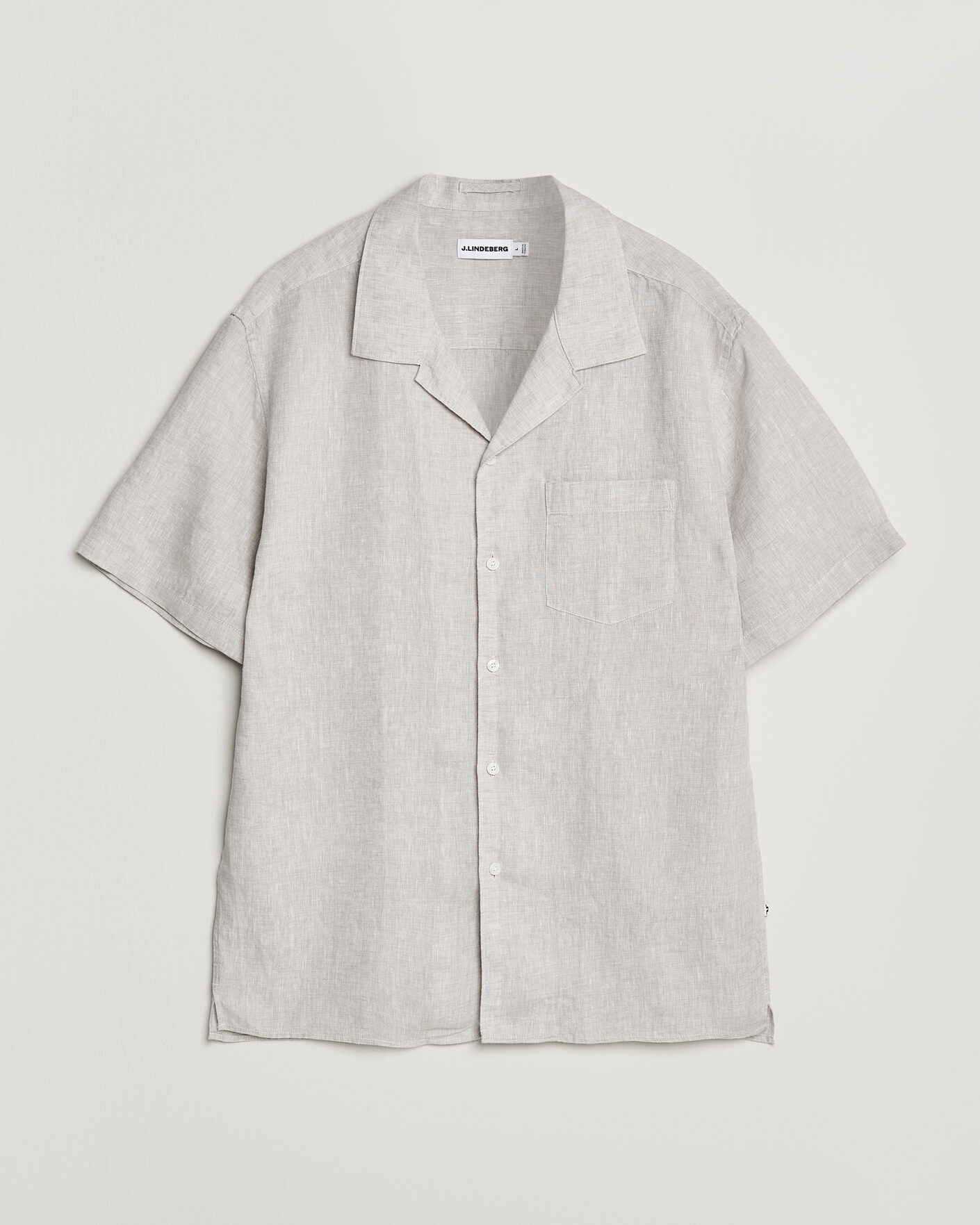 Herren | Hemden | J.Lindeberg | Elio Linen Short Sleeve Shirt Moonbeam