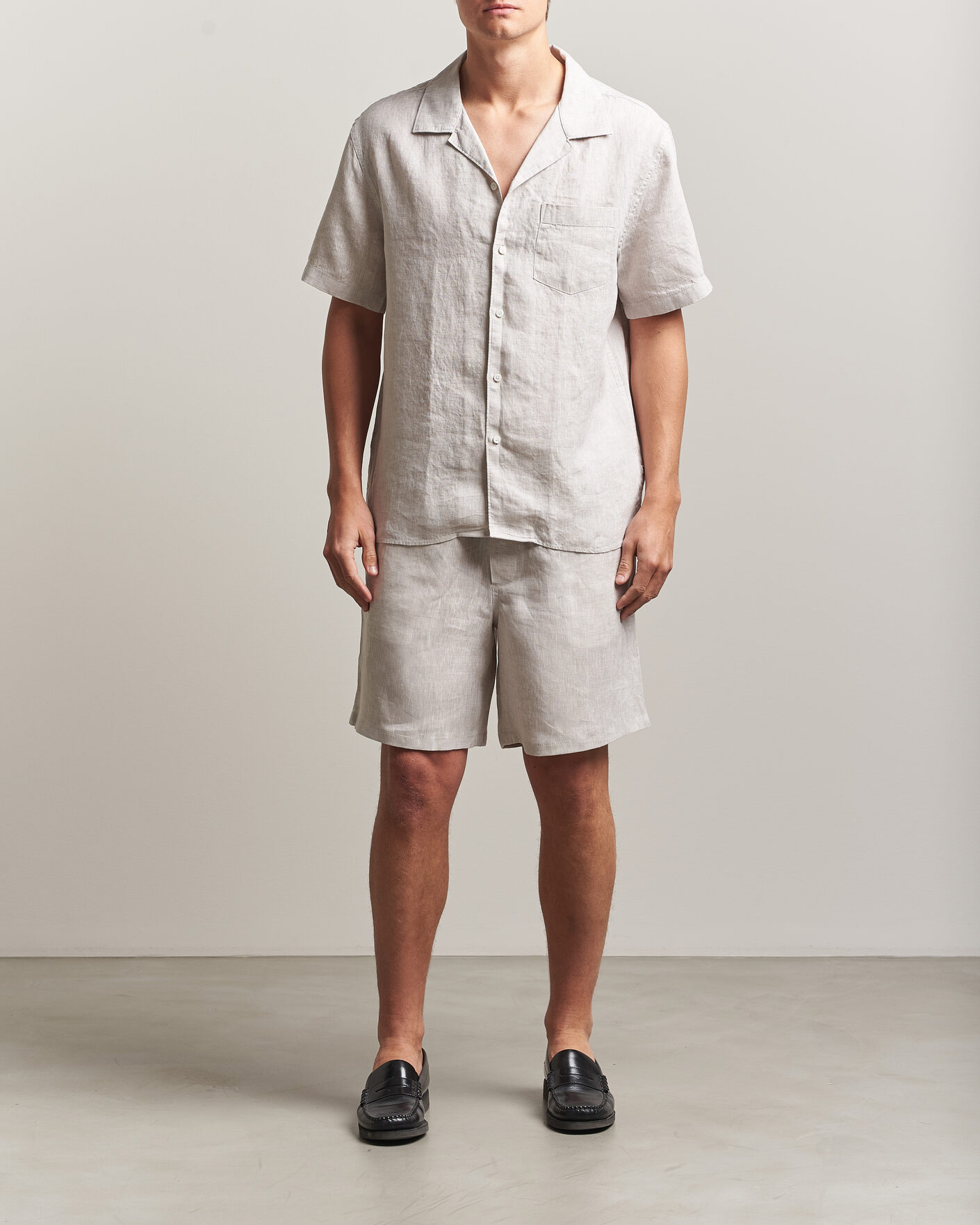 Herren | Shorts | J.Lindeberg | Joff Linen Drawstring Shorts Moonbeam