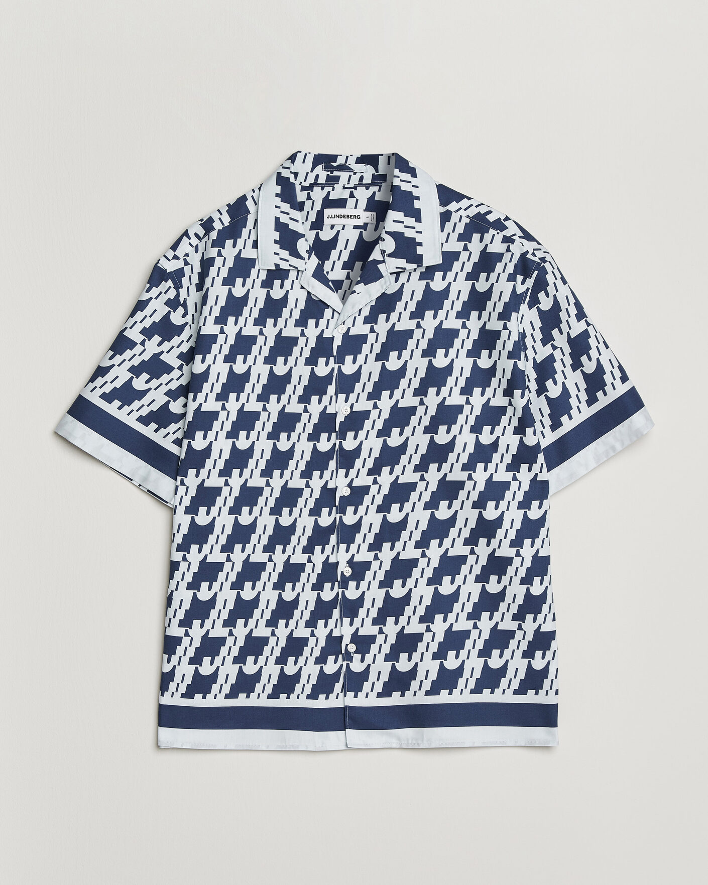 Herren | Hemden | J.Lindeberg | Ellis Border Printed Resort Shirt Estate Blue