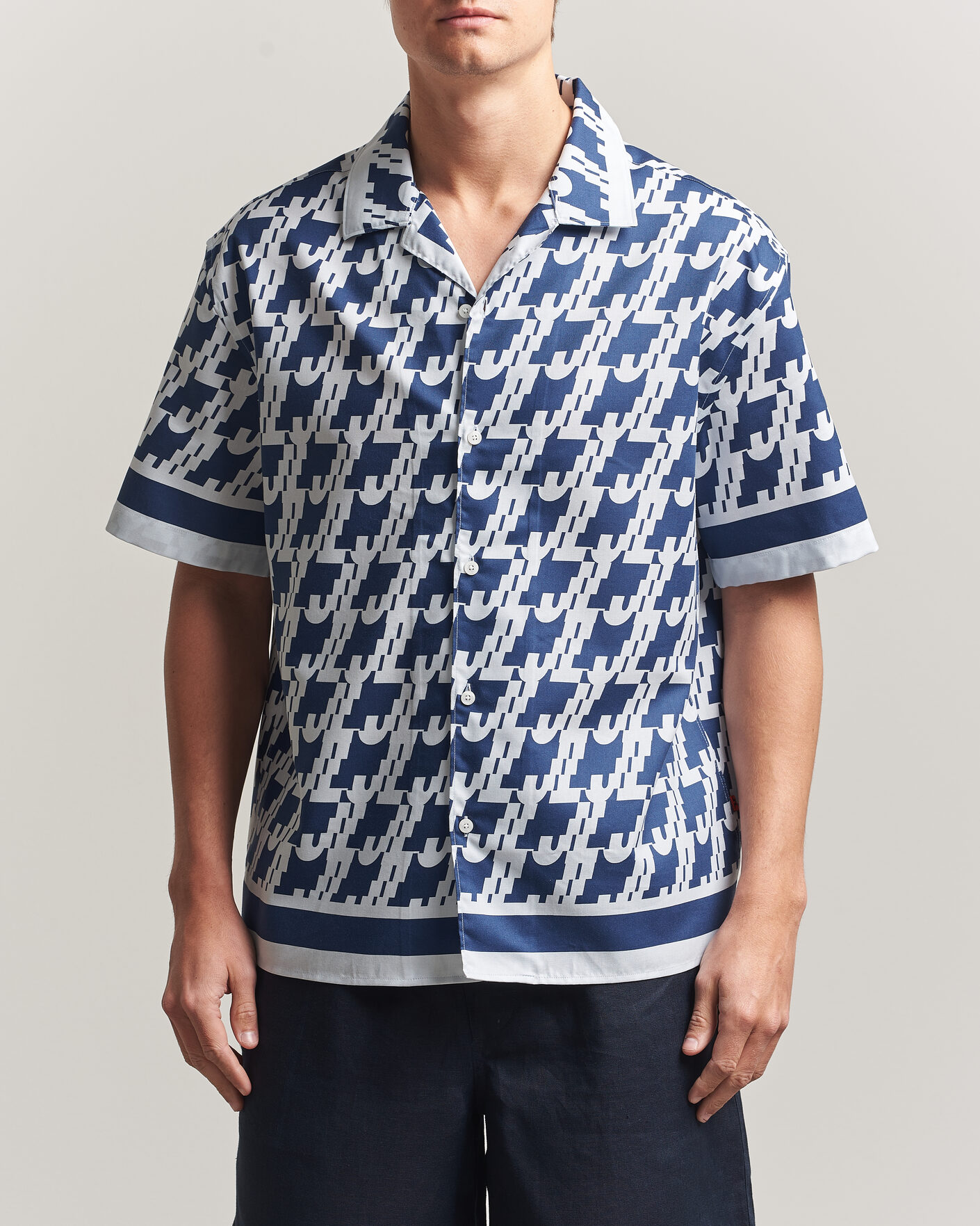 Herren | Hemden | J.Lindeberg | Ellis Border Printed Resort Shirt Estate Blue