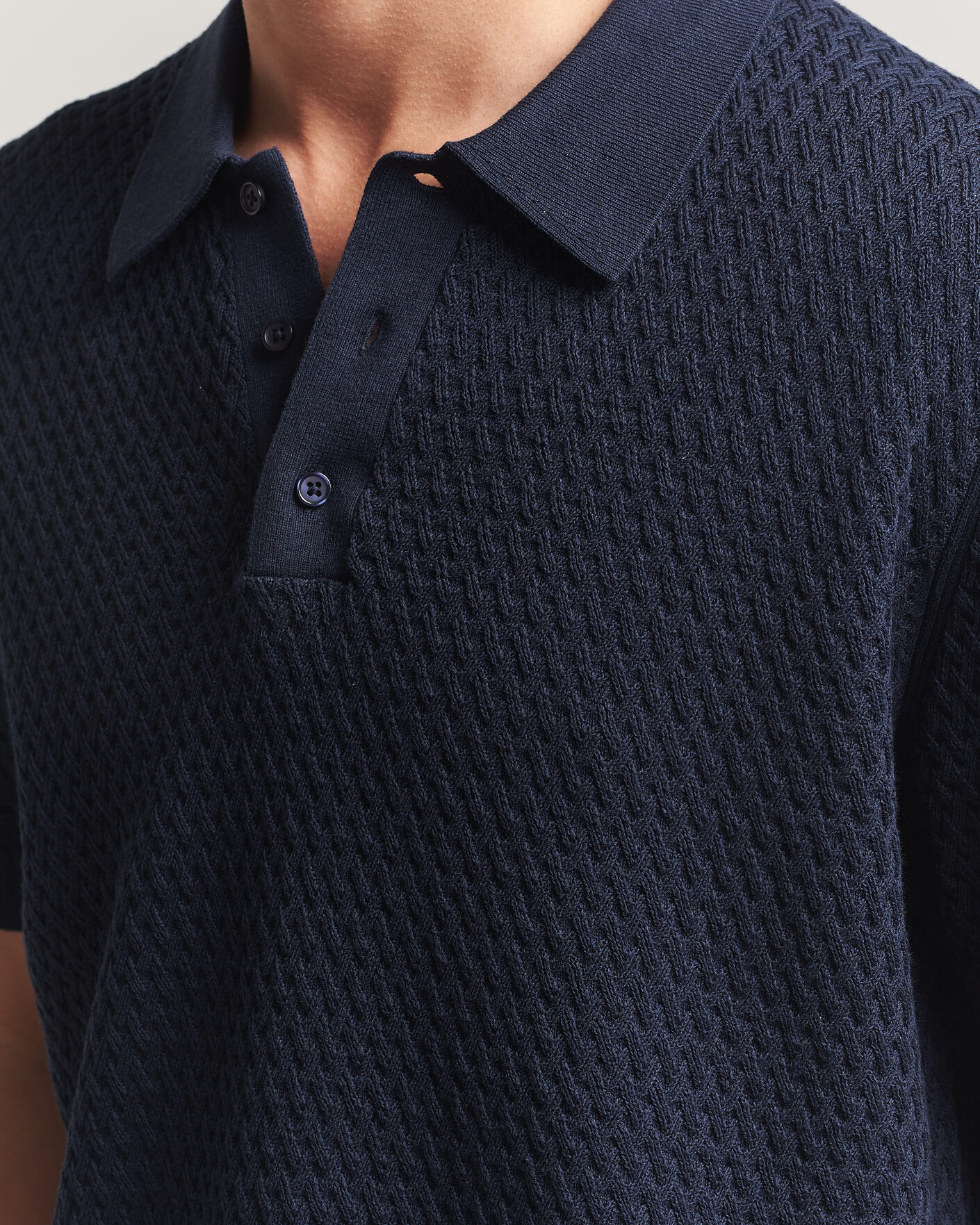 Herren | Poloshirts | J.Lindeberg | Jacques Structured Knitted Polo Navy