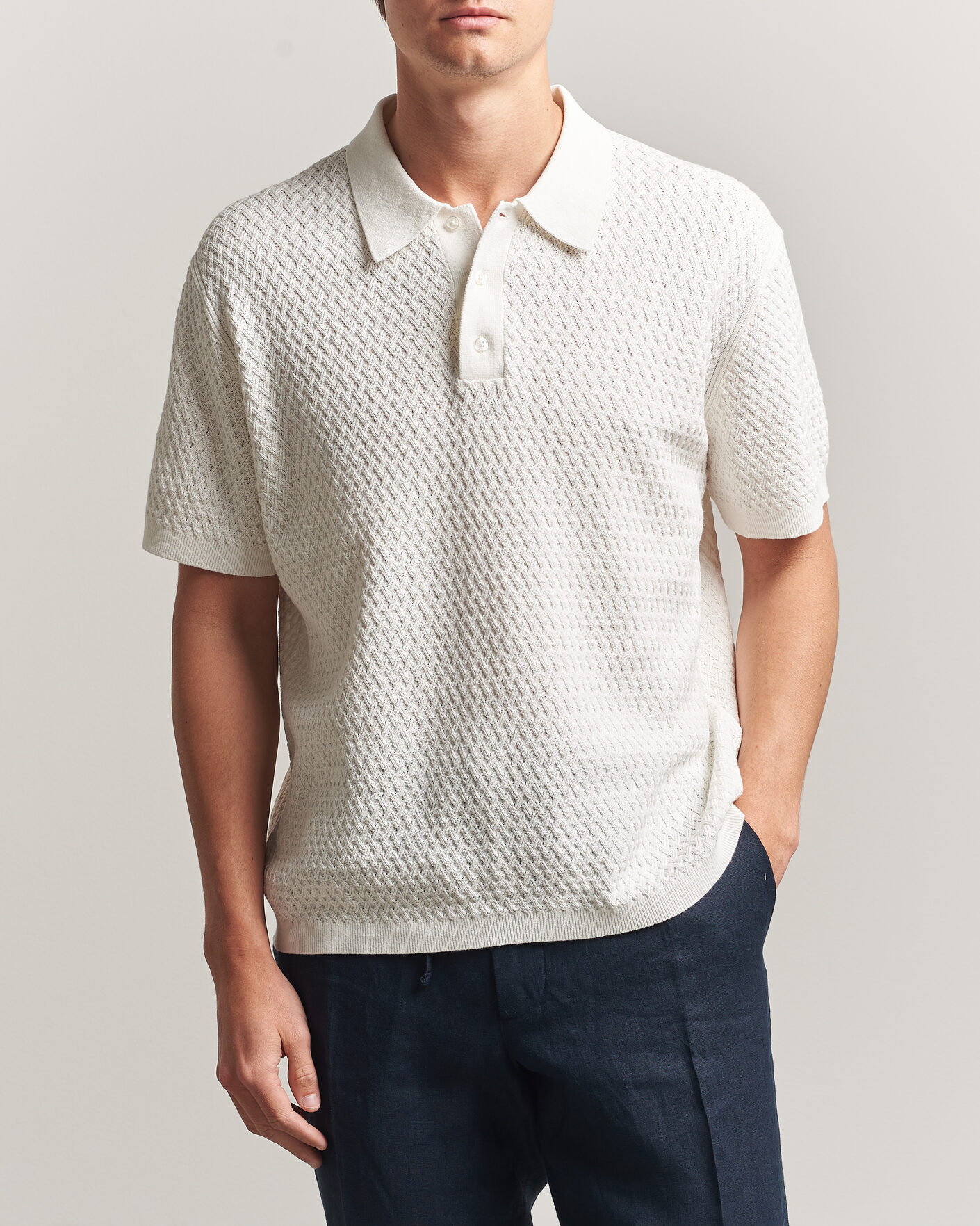 Herren | Poloshirts | J.Lindeberg | Jacques Structured Knitted Polo Tofu