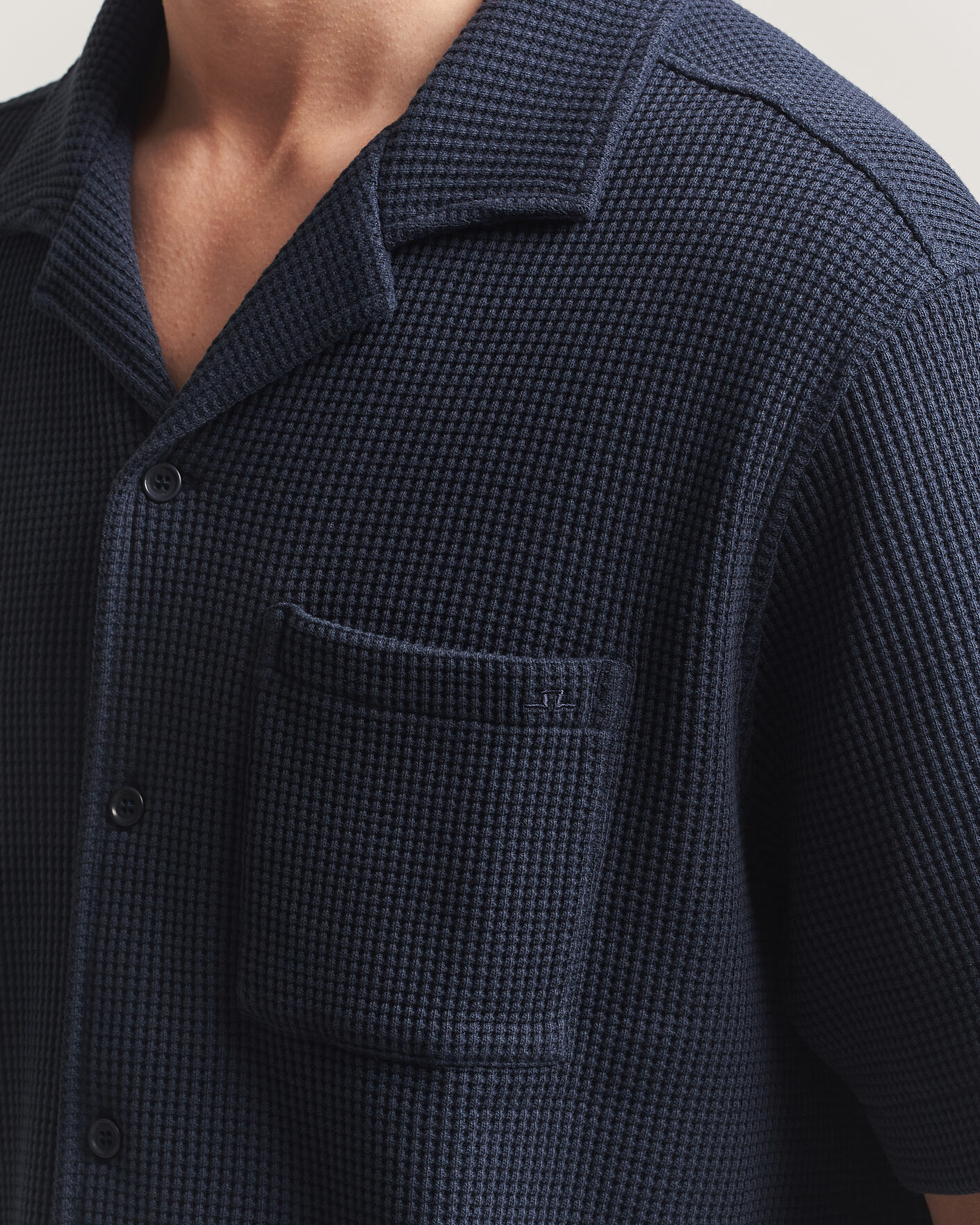 Herren | Hemden | J.Lindeberg | Theron Waffle Resort Shirt Navy