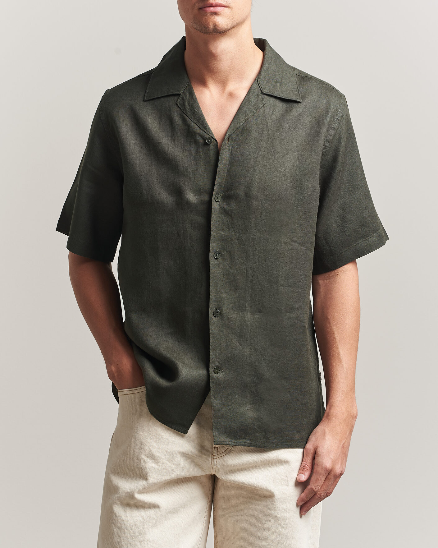 Herren | Hemden | NN07 | Julio Linen Resort Shirt Dark Army
