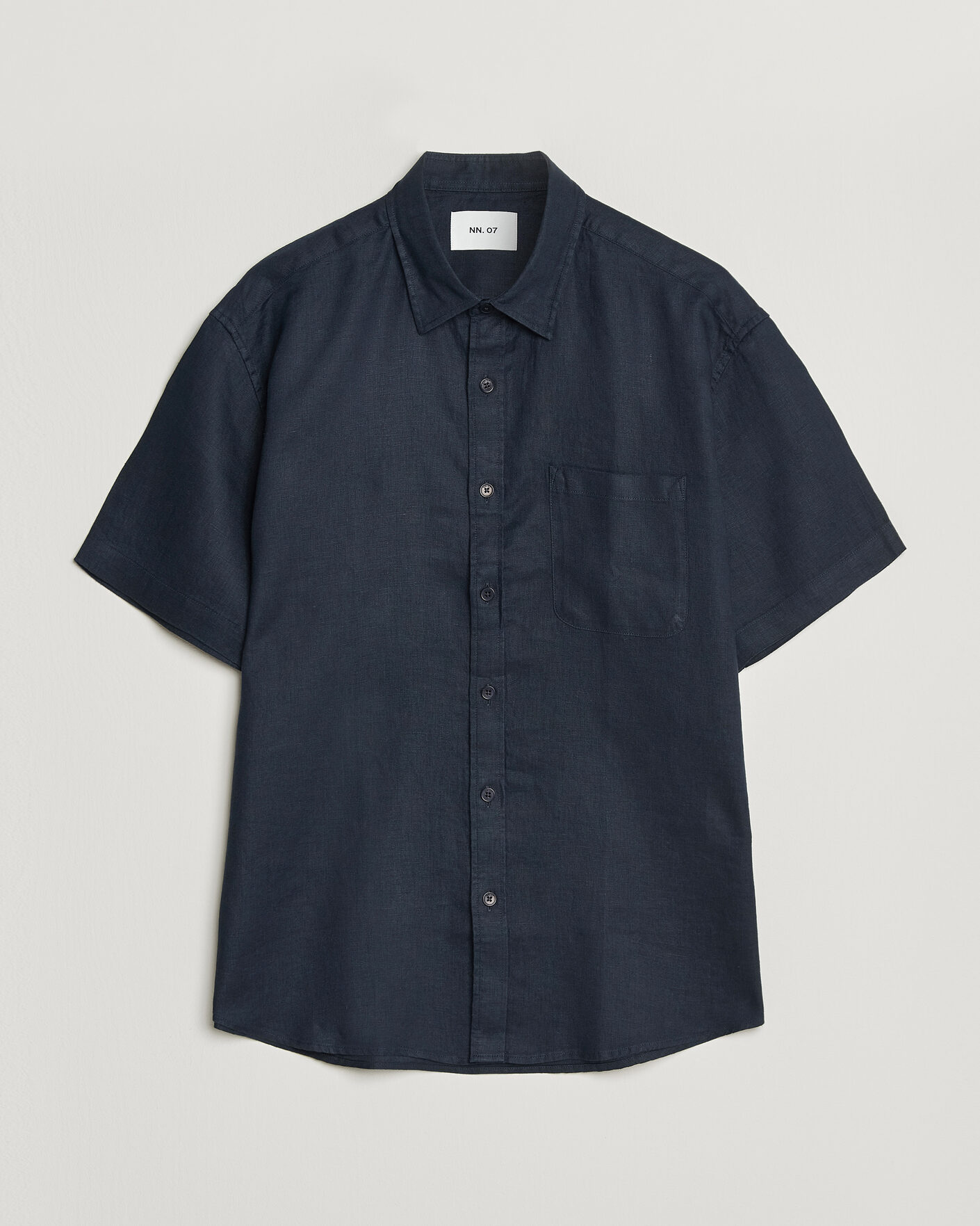 Herren |  | NN07 | Deon Linen Short Sleeve Shirt Navy Blue