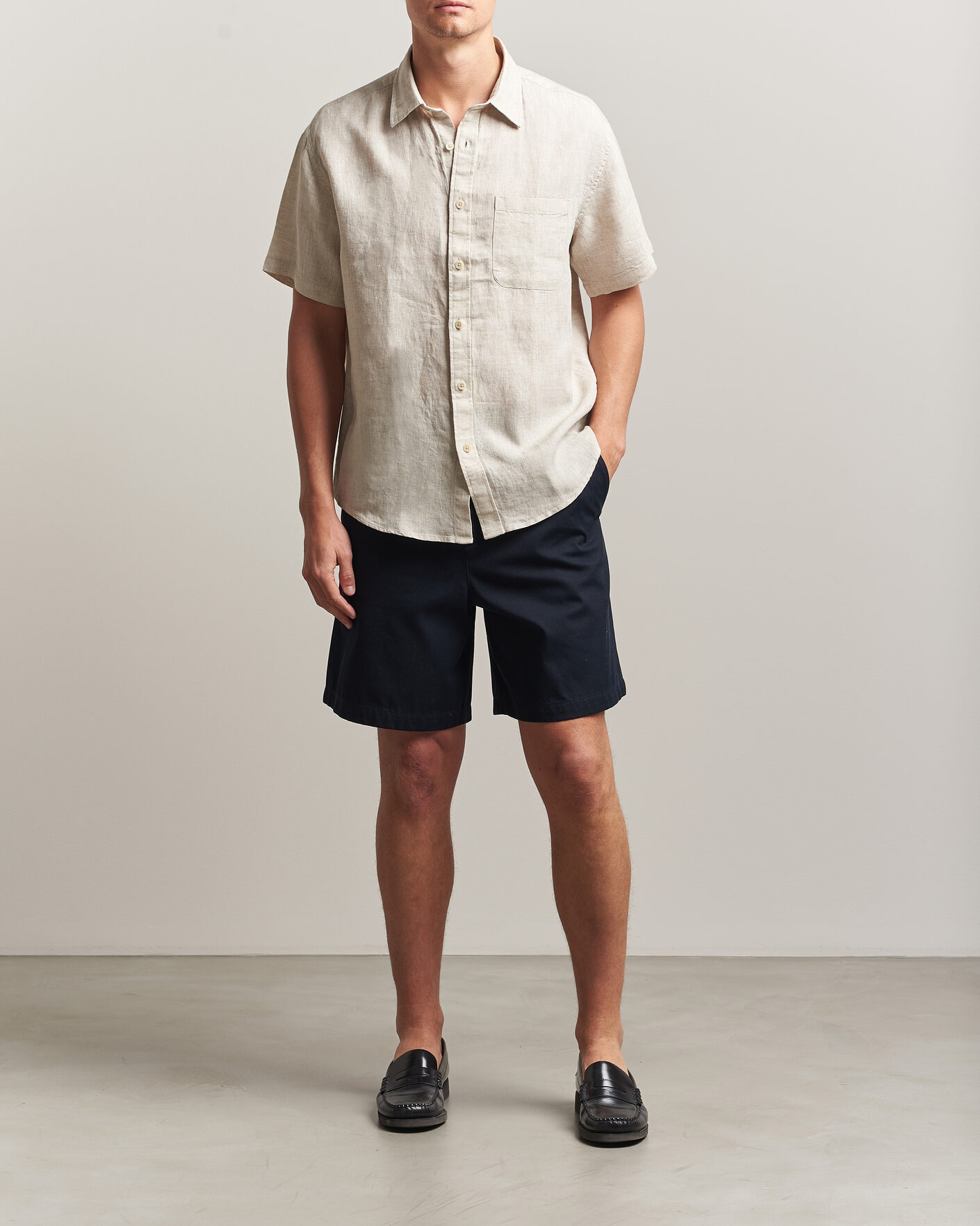 Herren | Hemden | NN07 | Deon Linen Short Sleeve Shirt Oat