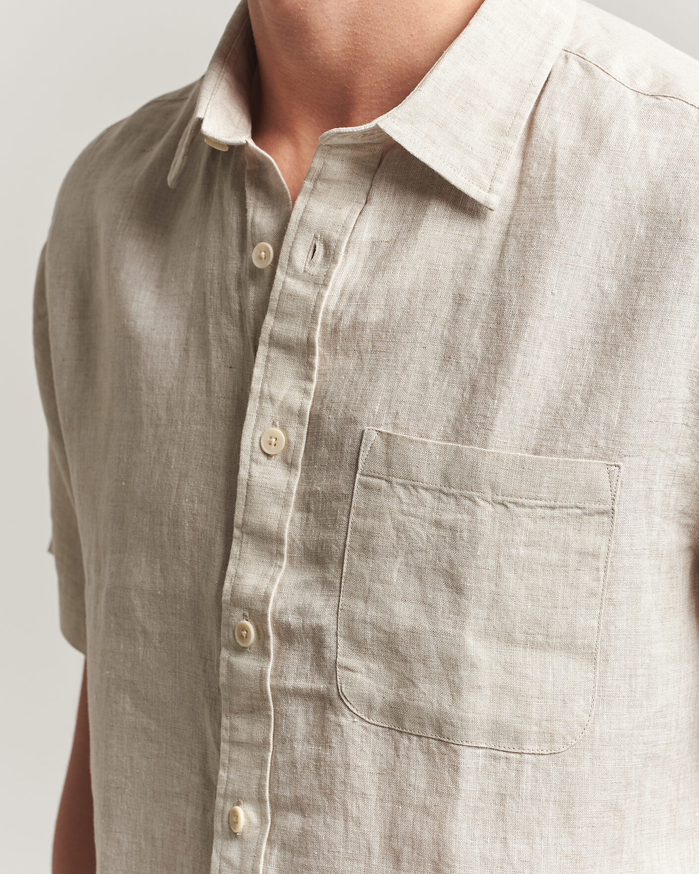 Herren | Hemden | NN07 | Deon Linen Short Sleeve Shirt Oat