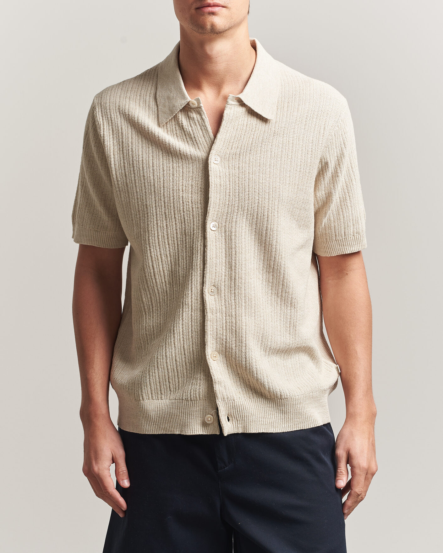 Herren | Hemden | NN07 | Nolan Knitted Short Sleeve Shirt Ivory