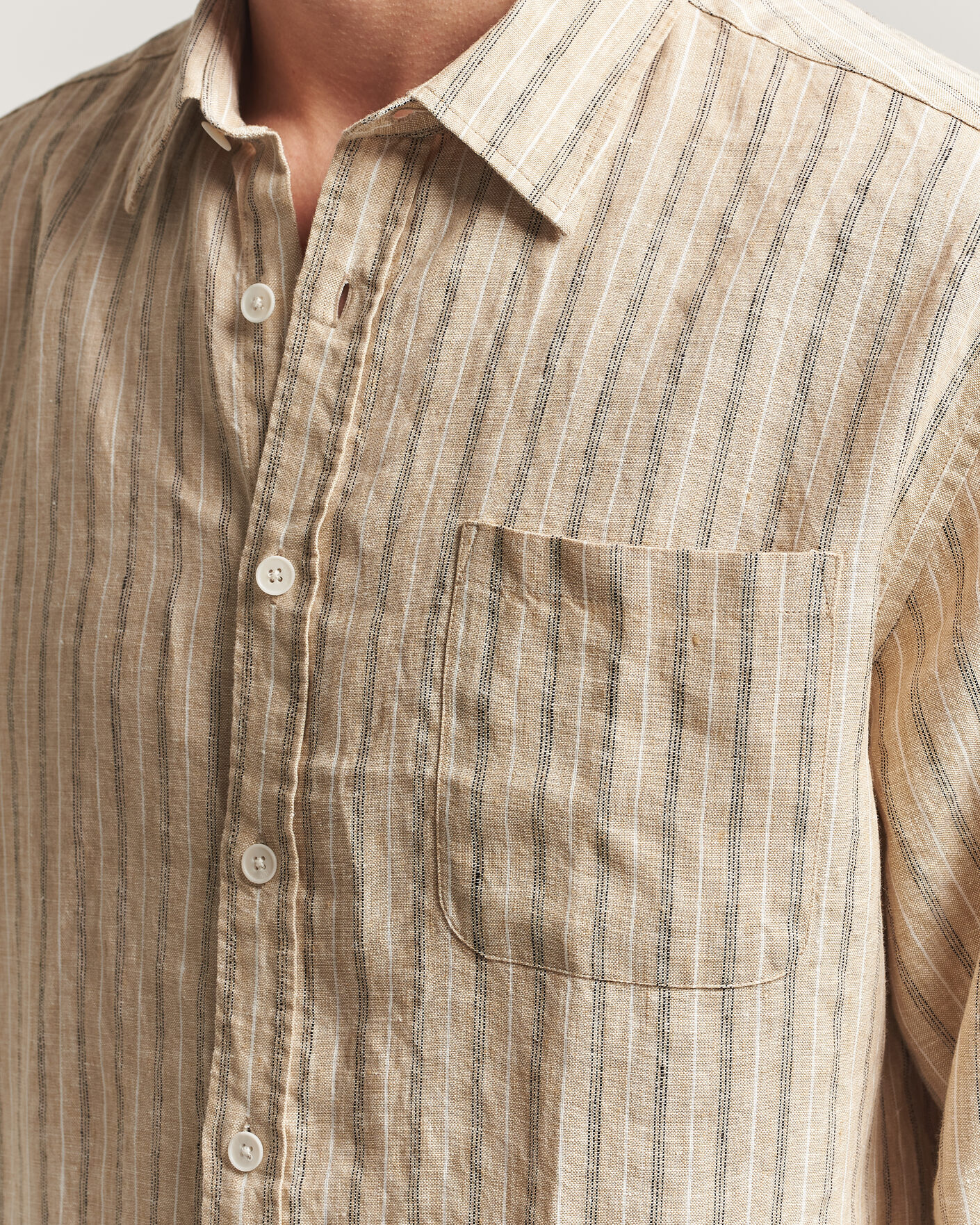 Herren | Hemden | NN07 | Deon Linen Shirt Black Stripe