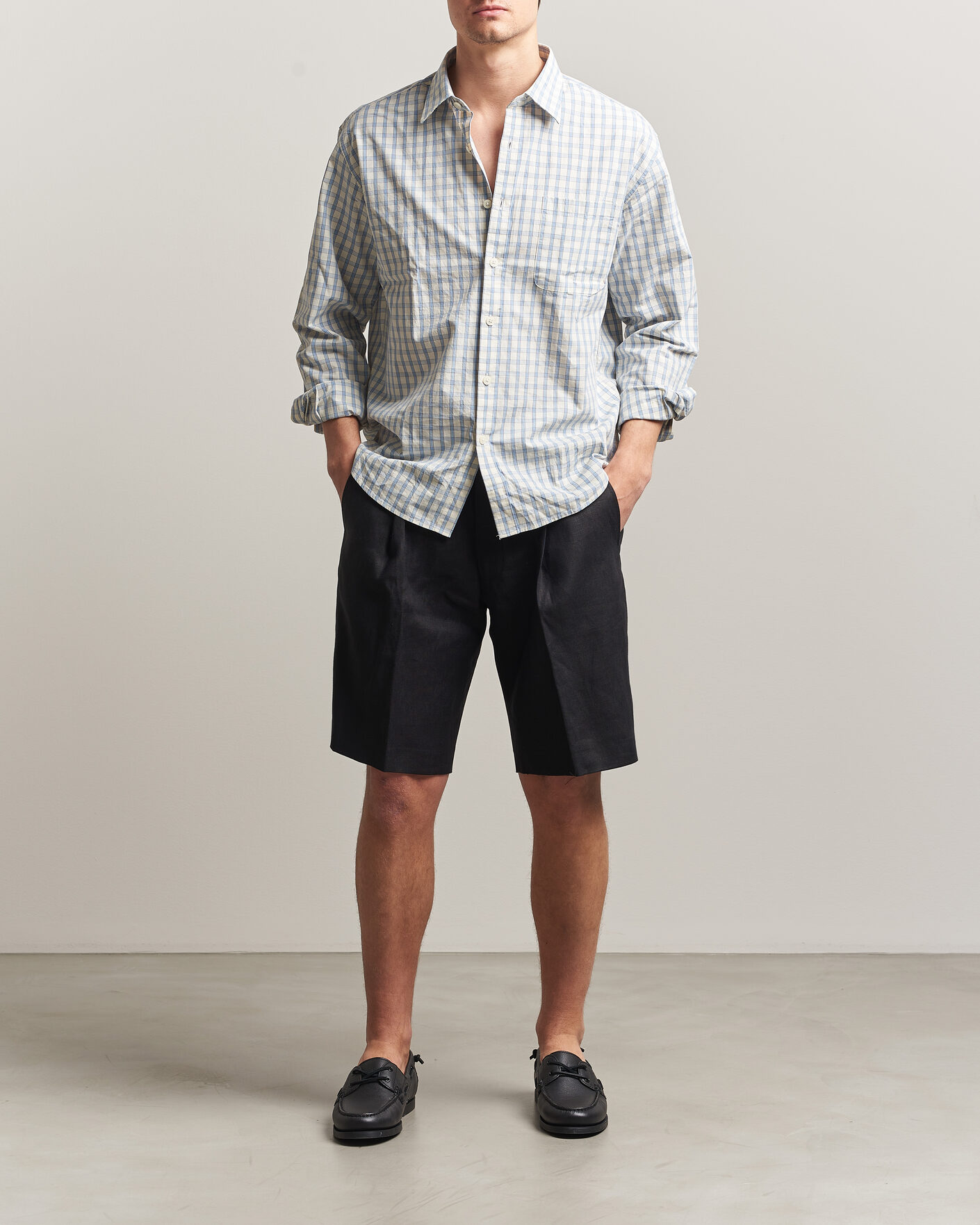 Herren | Shorts | NN07 | Kay Relaxed Fit Linen Drawstring Shorts Black